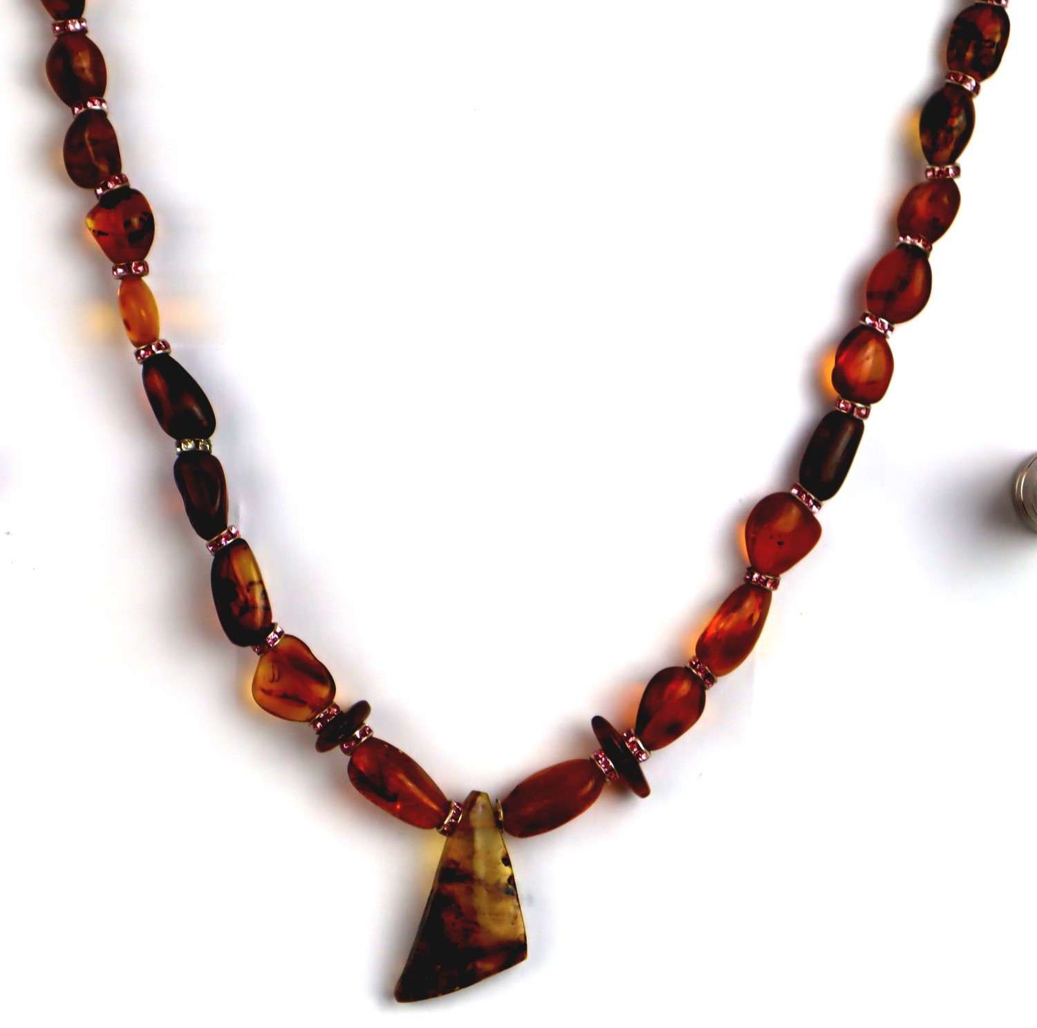 Magnificent Natural Clear Ocean Blue Amber .925 Sterling Silver Necklace 21inch