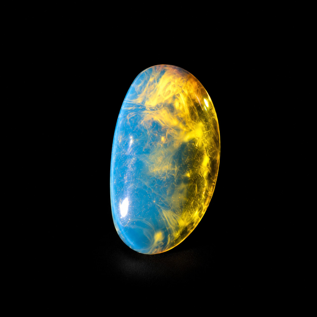 Beautiful Exquisite Blue Amber Polished Stone 17mm