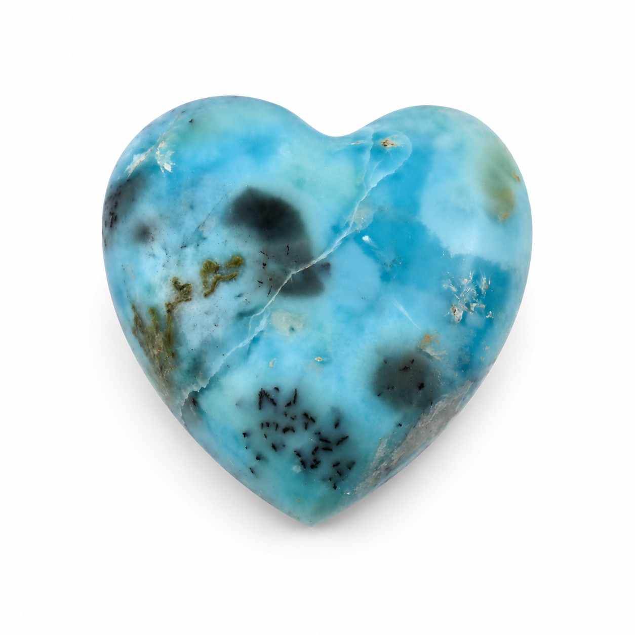 Biggest 38mm Beautiful Oceam Blue Larimar Heart Cabochon