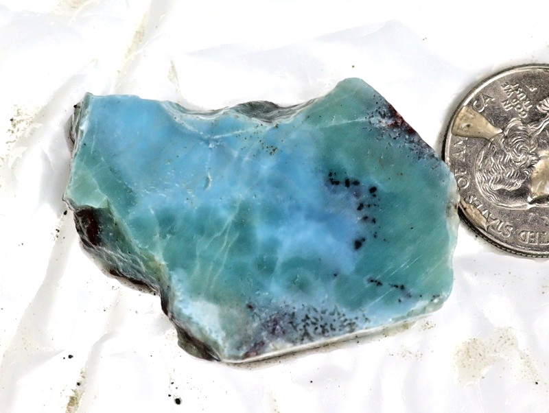 Charming Design Natural Green Blue Larimar Slab Slice Specimen 48x37x8mm 29g