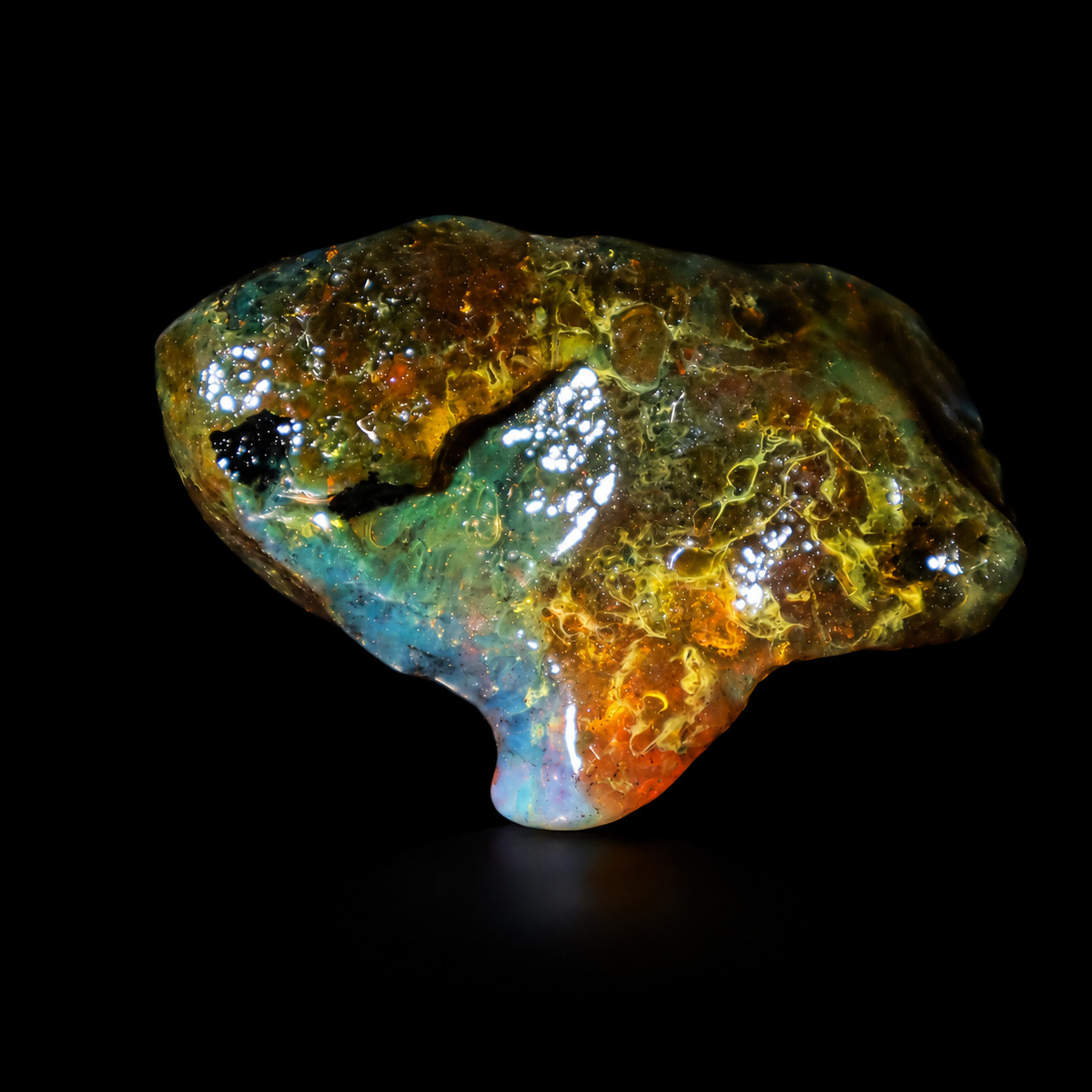 Statement Gift Blue Green Dominican Amber Rough Specimen Chunk 62mm 34.2g