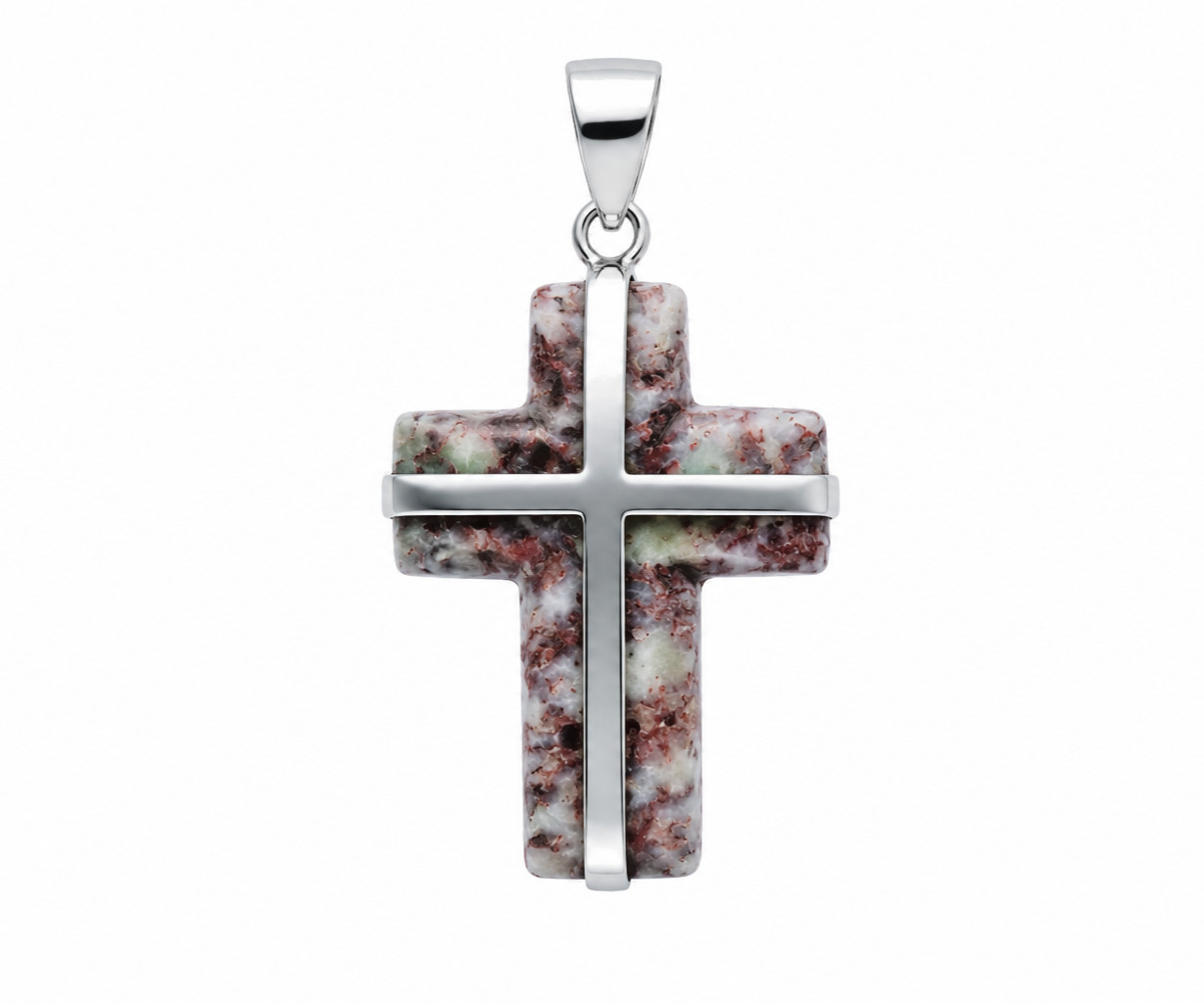 Red Blue Larimar solid 925 Sterling Silver Cross Pendant 48mm