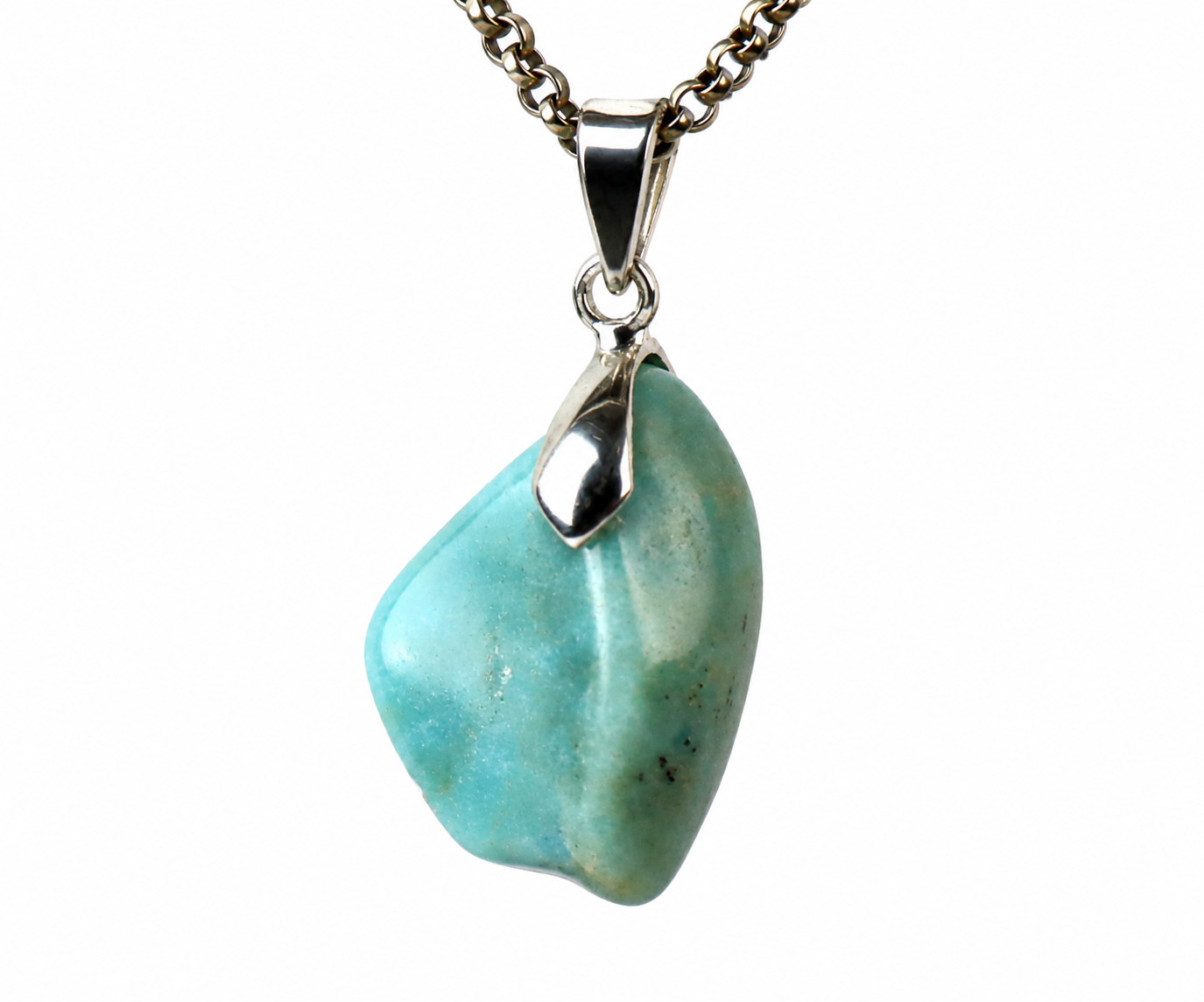 Beautiful Natural Sky Blue Larimar .925 Sterling Silver Pendant 32mm