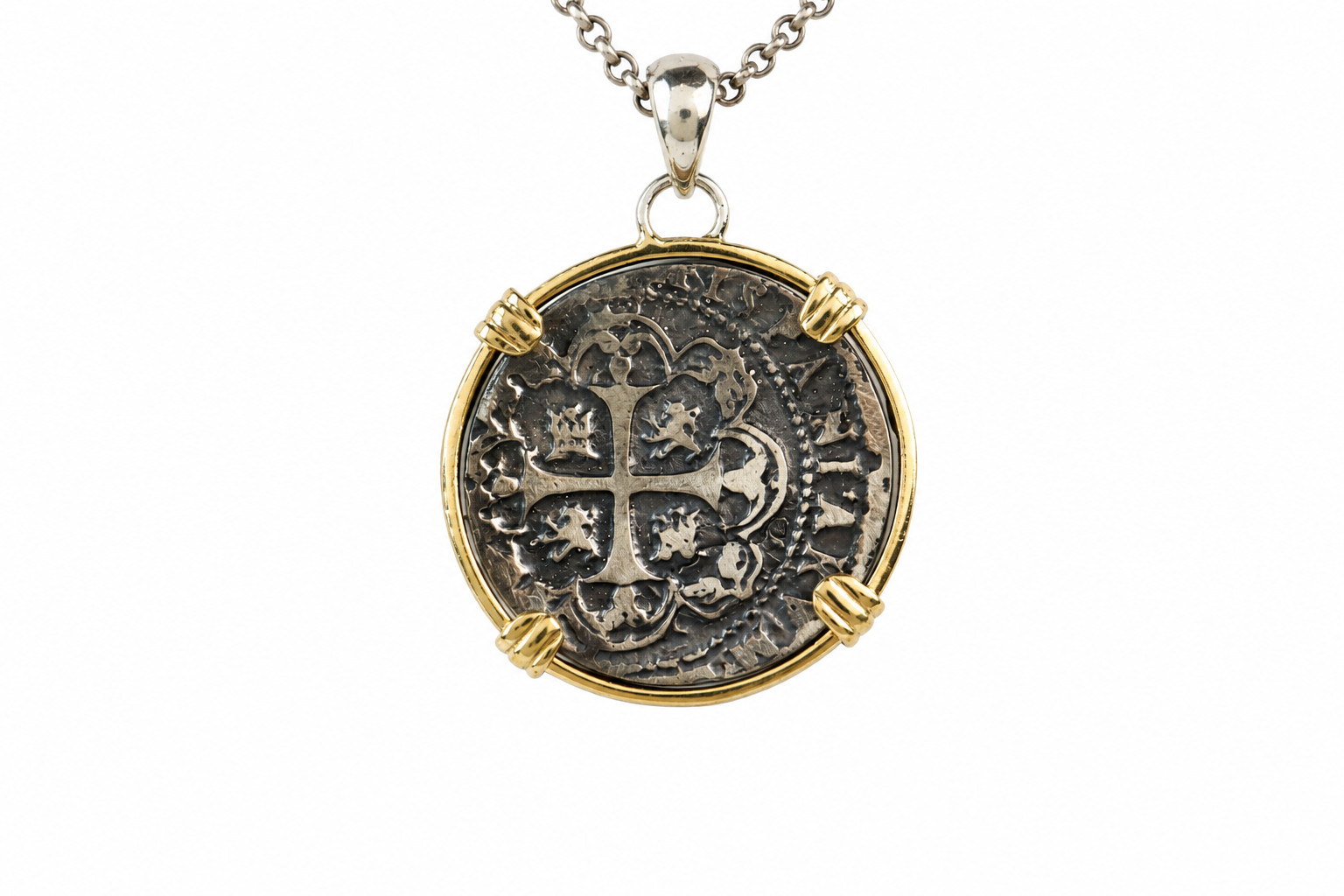 Spanish Atocha Ship Wreak  Coin Pendant 46mm  Treasure Coin | 13.4g 925 Silver