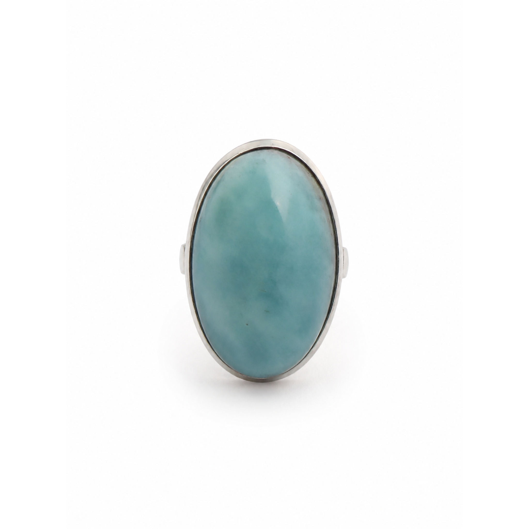 Handmade Sky Blue Larimar 925 Sterling Silver Ring #8.25