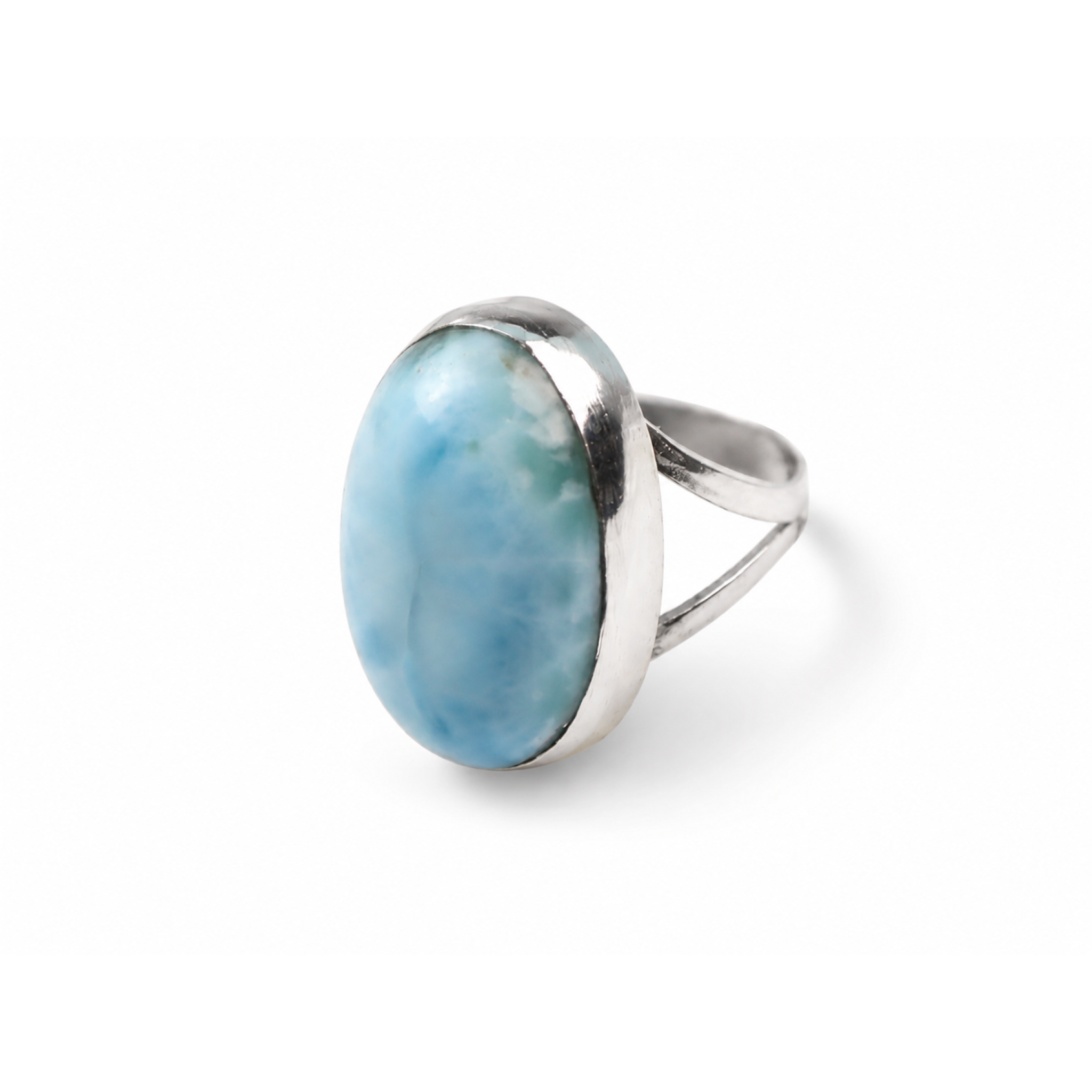 Traditional Craftsmanship Sky Blue Larimar 925 Sterling Silver Ring #8.5