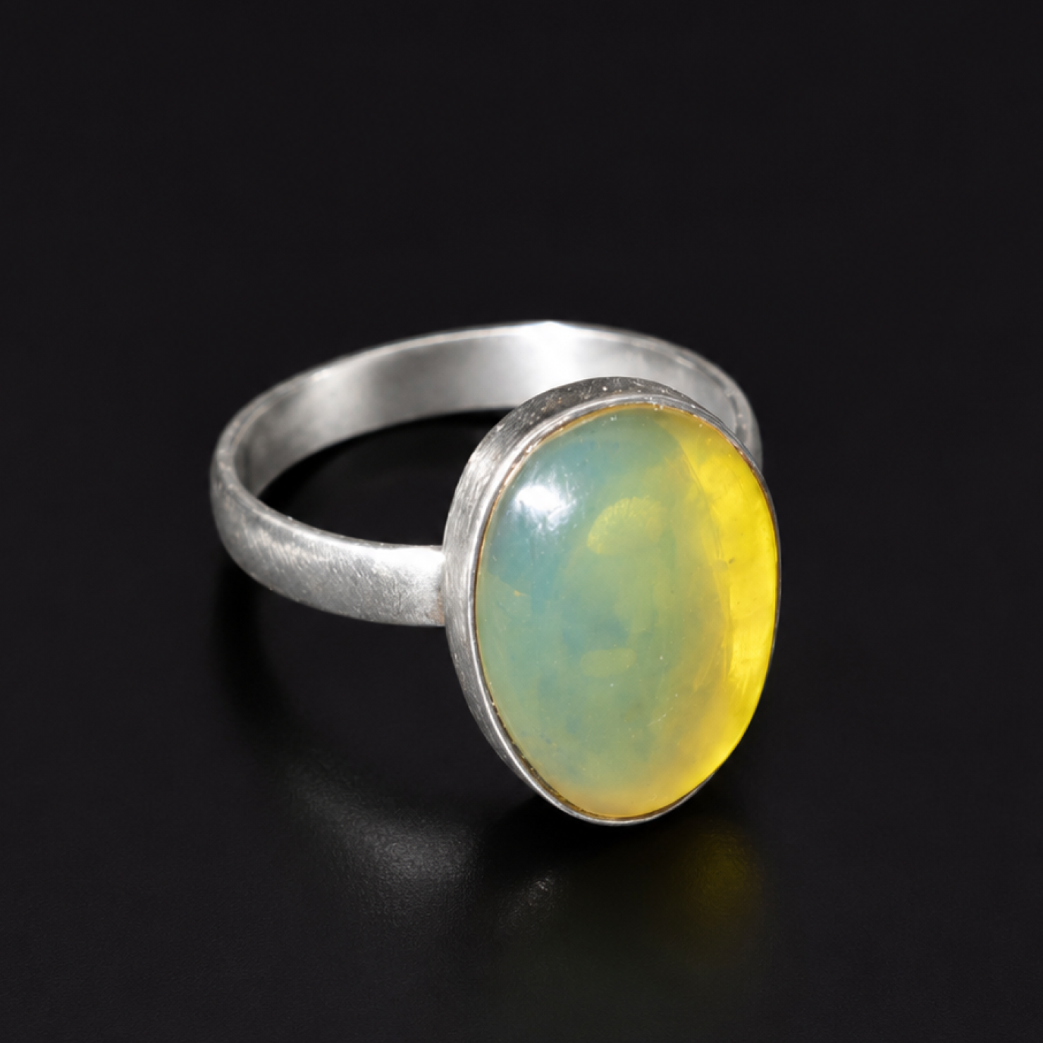 Artisan Clear Yellow Blue Larimar 925 Sterling Silver Ring #8