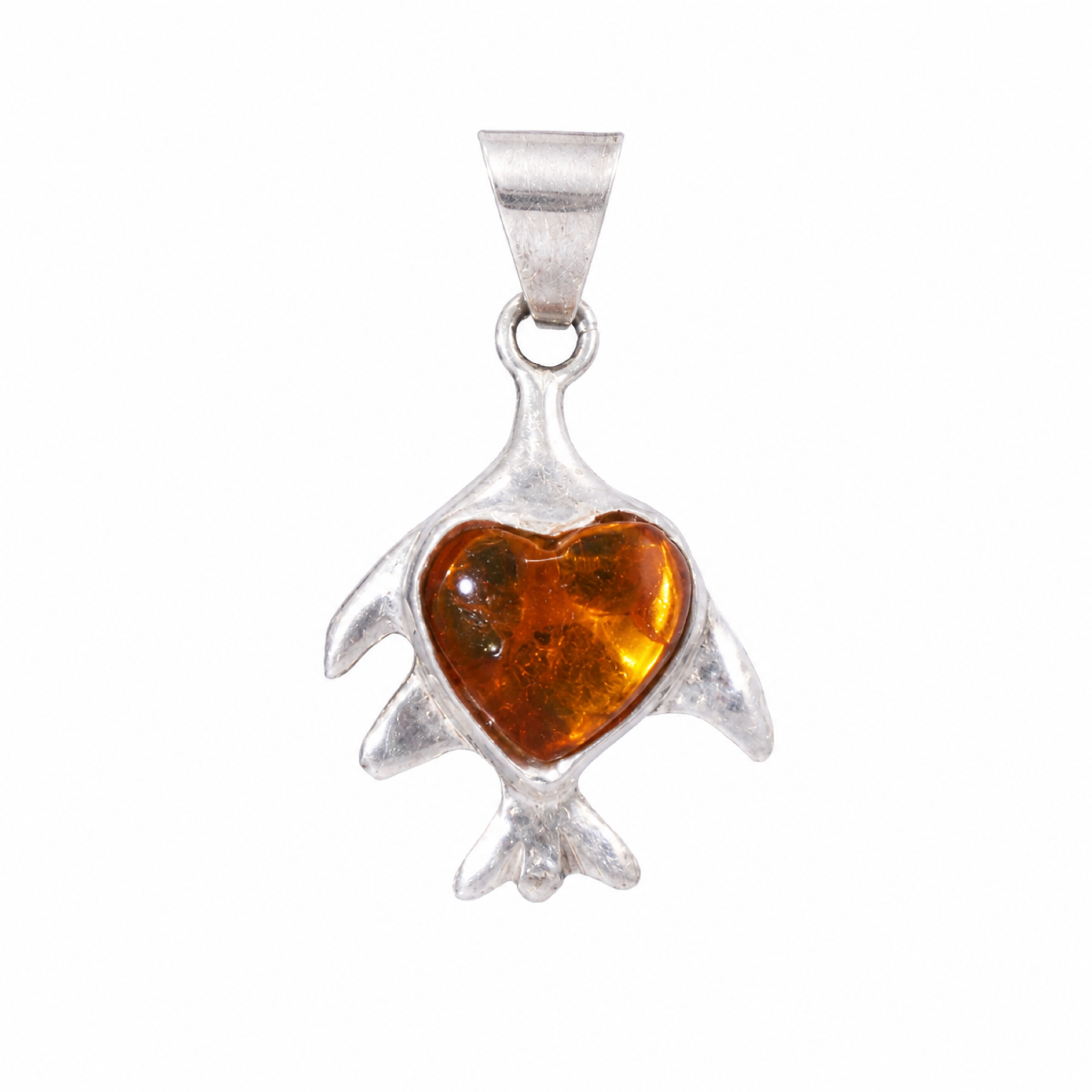 Naturally Beautiful Clear Yellow Dominican Amber 925 Sterling Silver Pendant 38mm