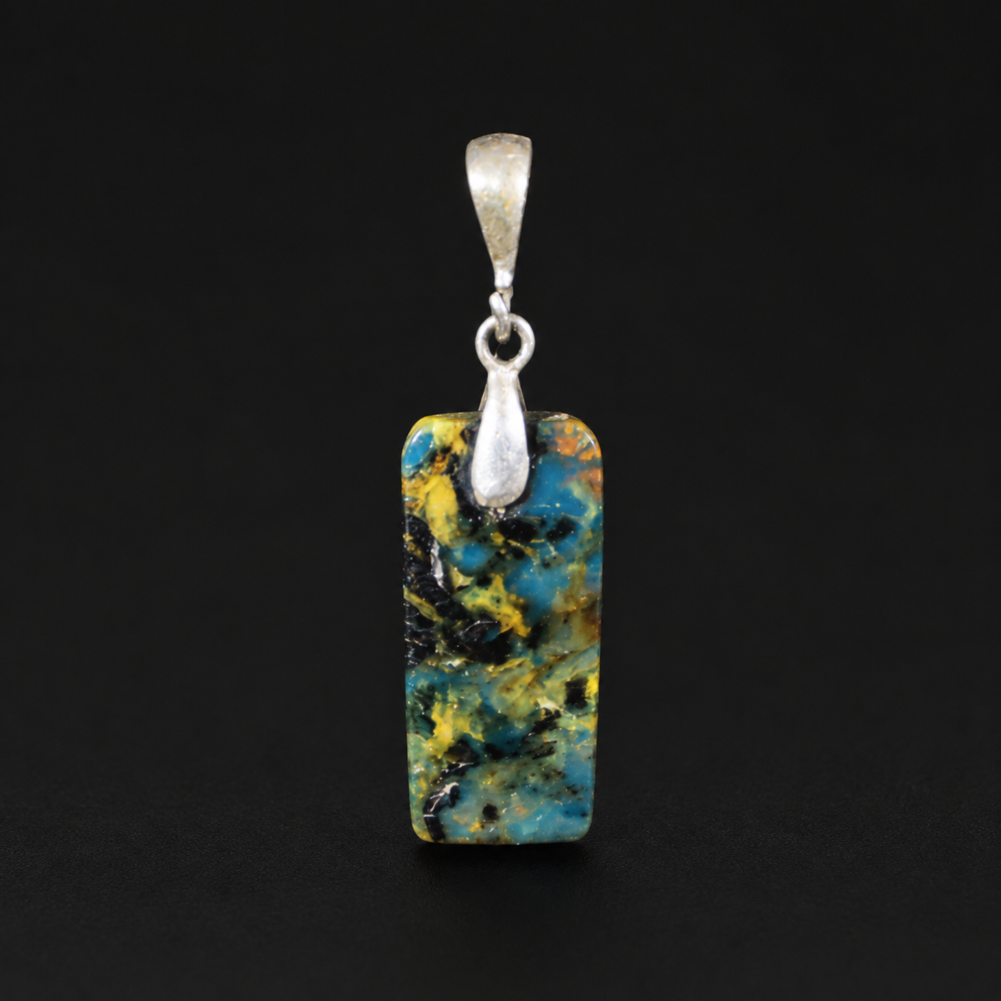 Naturally Beautiful Translucent Dark Blue Dominican Amber 925 Sterling Silver Pendant