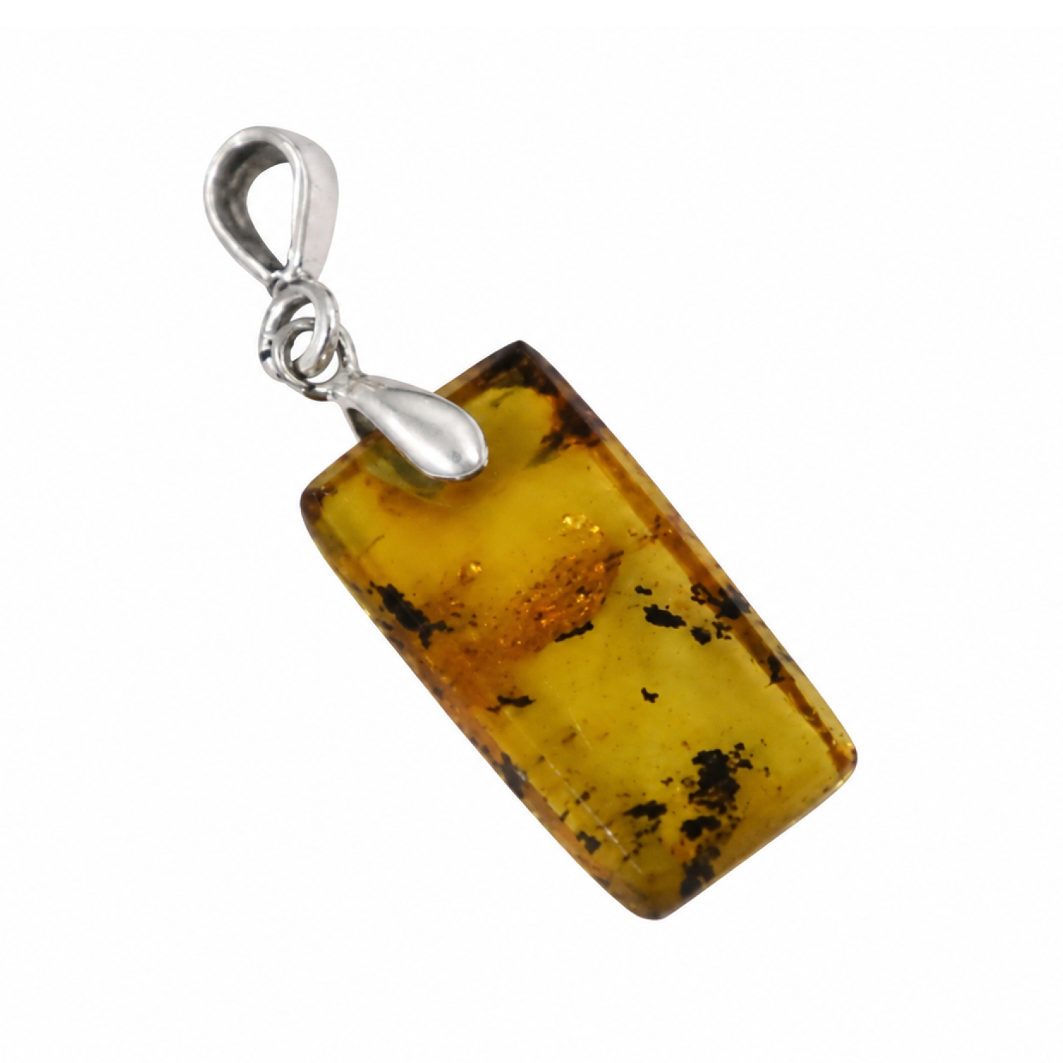 Artisan Crafted Clear Orange Yellow Dominican Amber 925 Sterling Silver Pendant 32mm