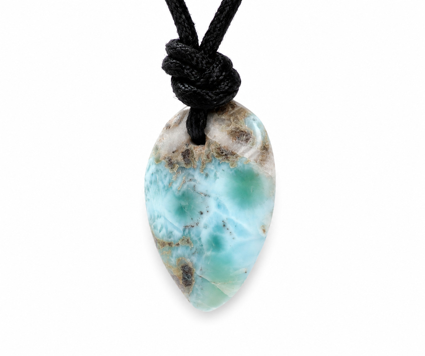 Rarest Natural Ocean Blue Larimar Necklace adjustable free cord