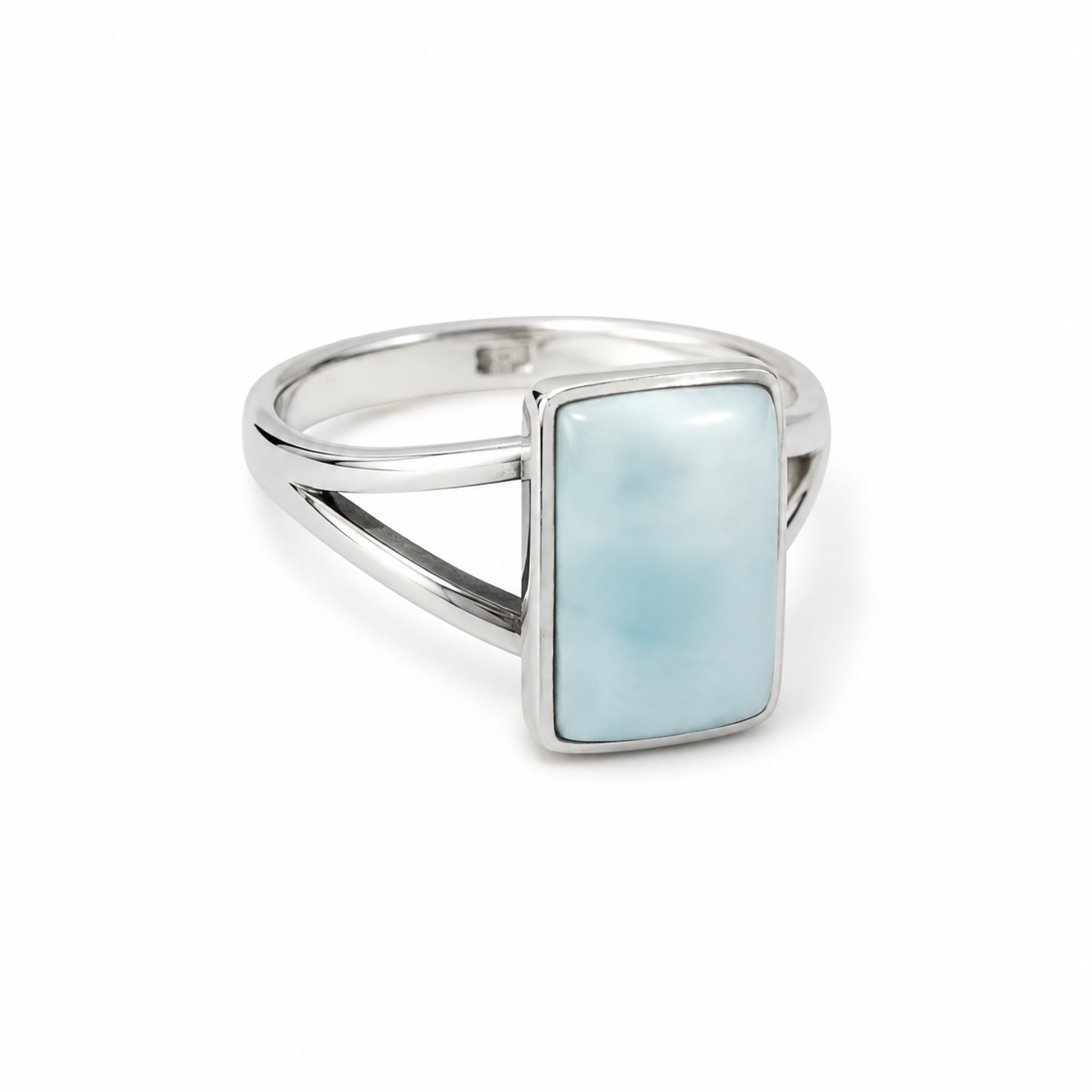 Artisan Crafted Light Blue Larimar 925 Sterling Silver Ring #6.5