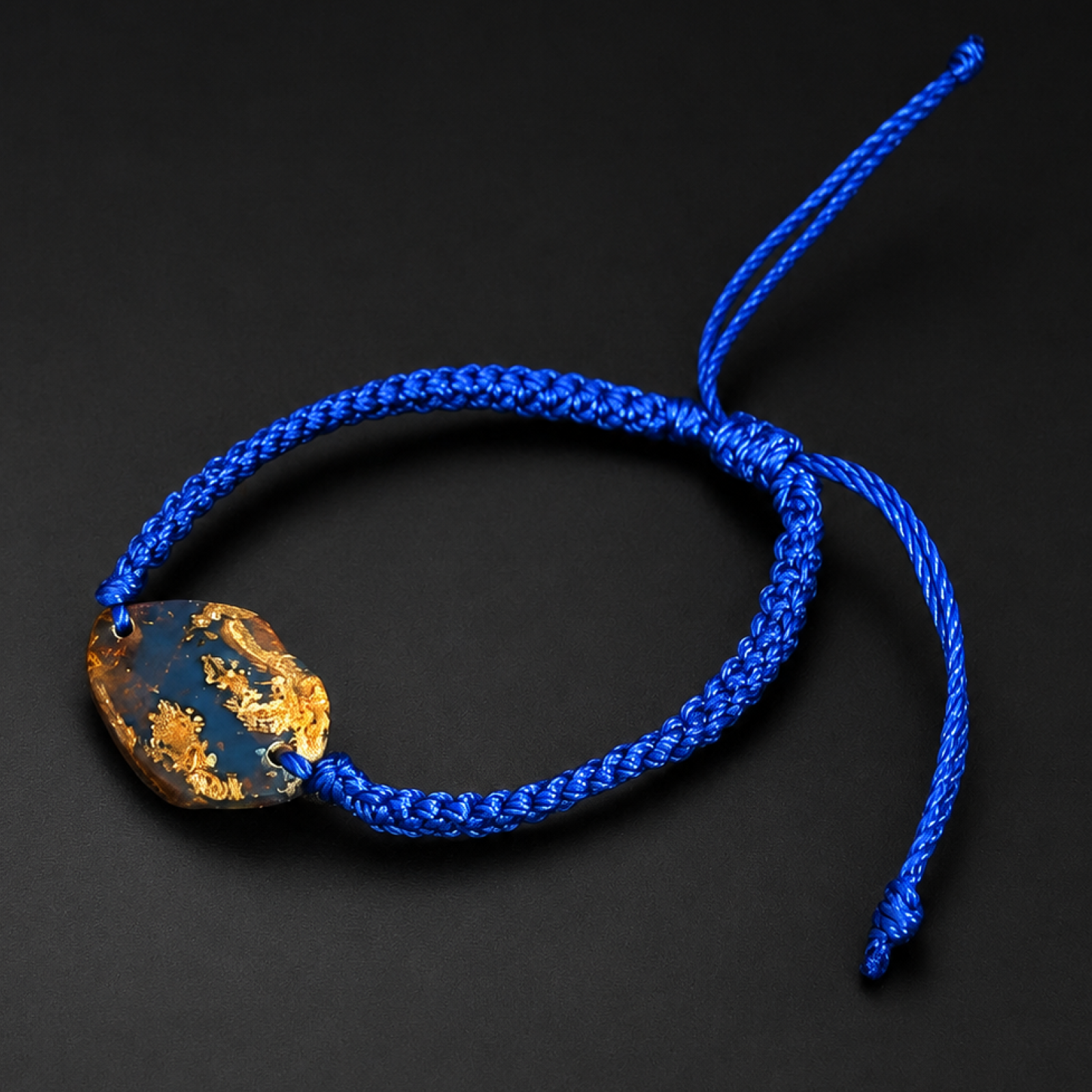 Artisan Crafted Translucent Dark Blue Dominican Amber Bracelet 21mm