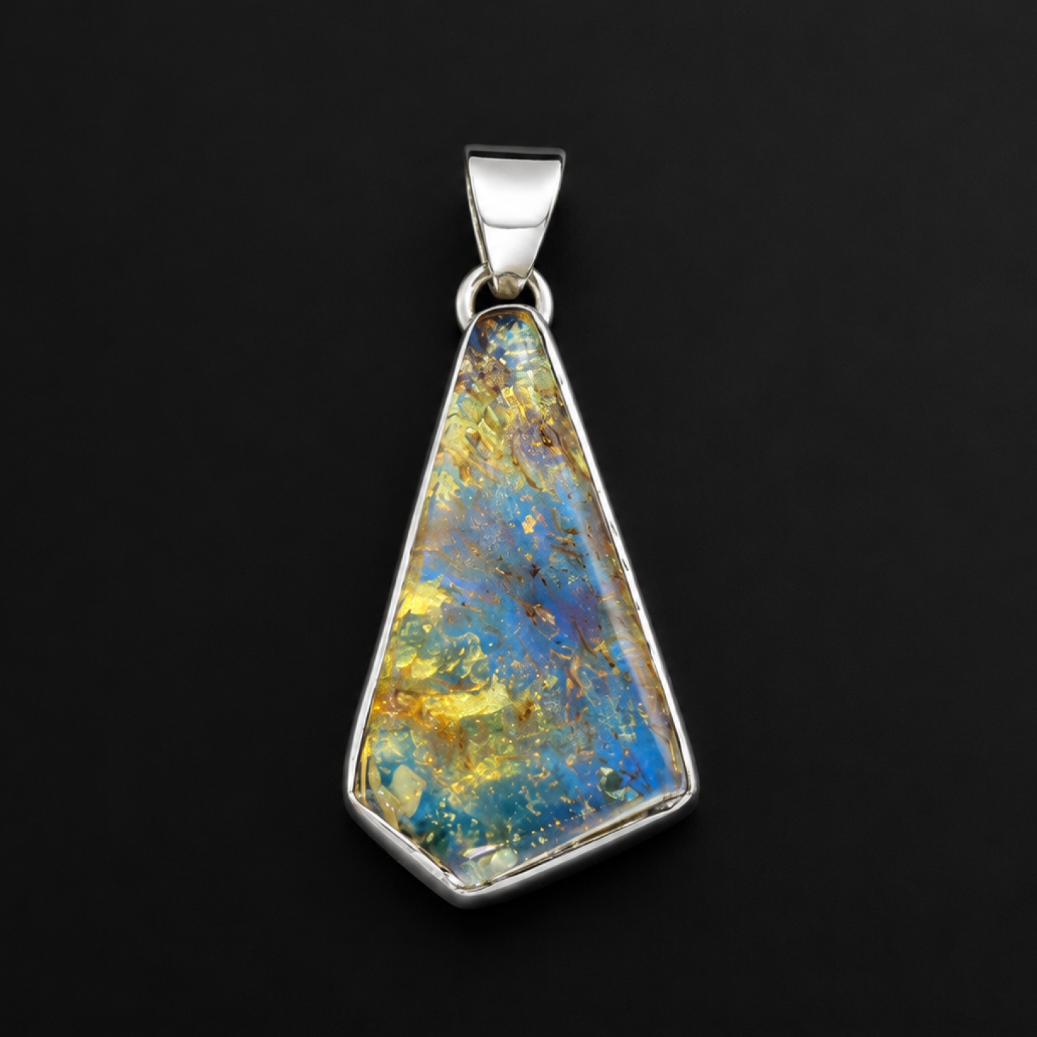Unique Translucent Yellow Blue Dominican Amber 925 Sterling Silver Pendant 40mm