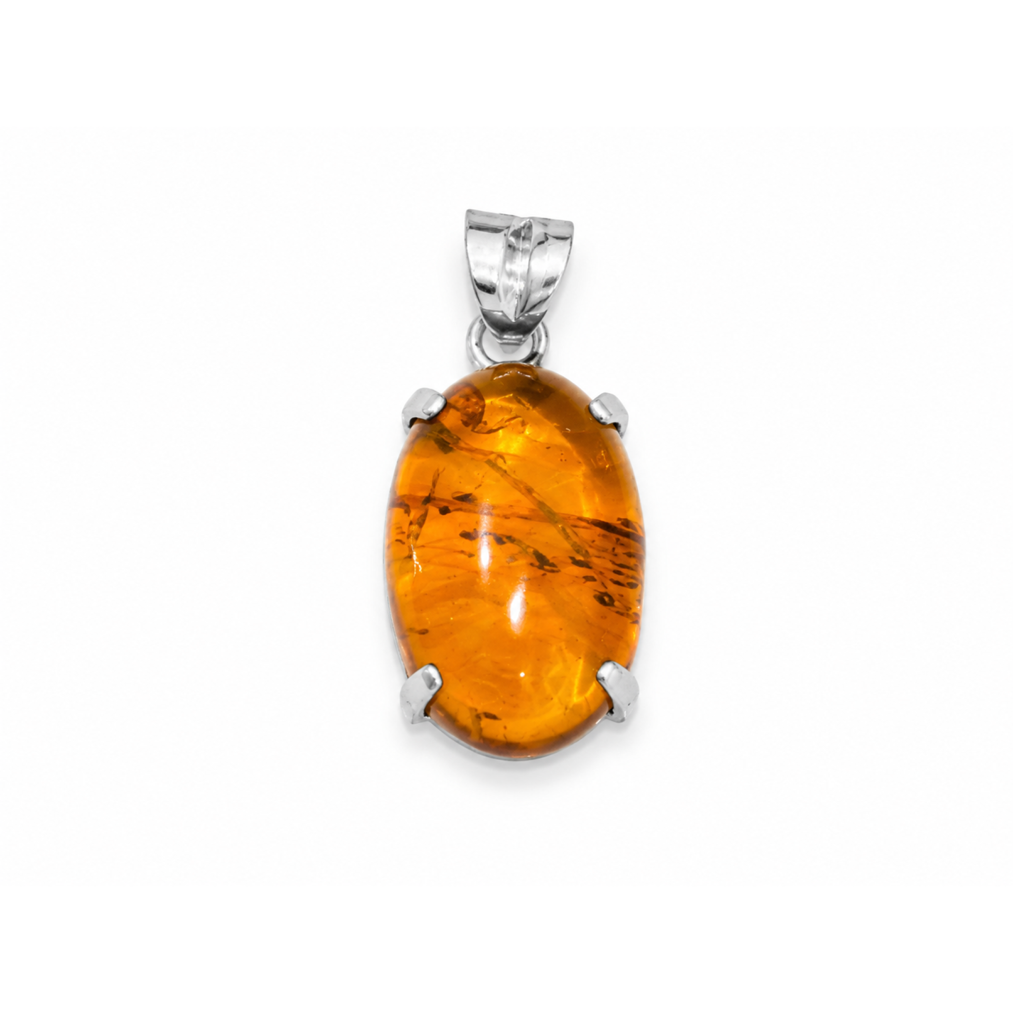 Handmade Clear Fly Dominican Amber 925 Sterling Silver Fossils 35mm 3.9g