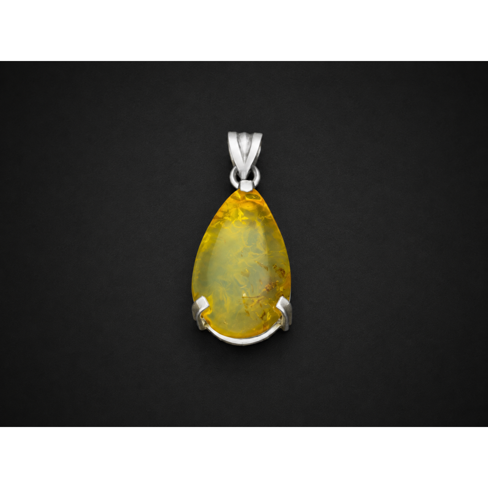 Organic Beauty Clear Ant Dominican Amber 925 Sterling Silver Pendant