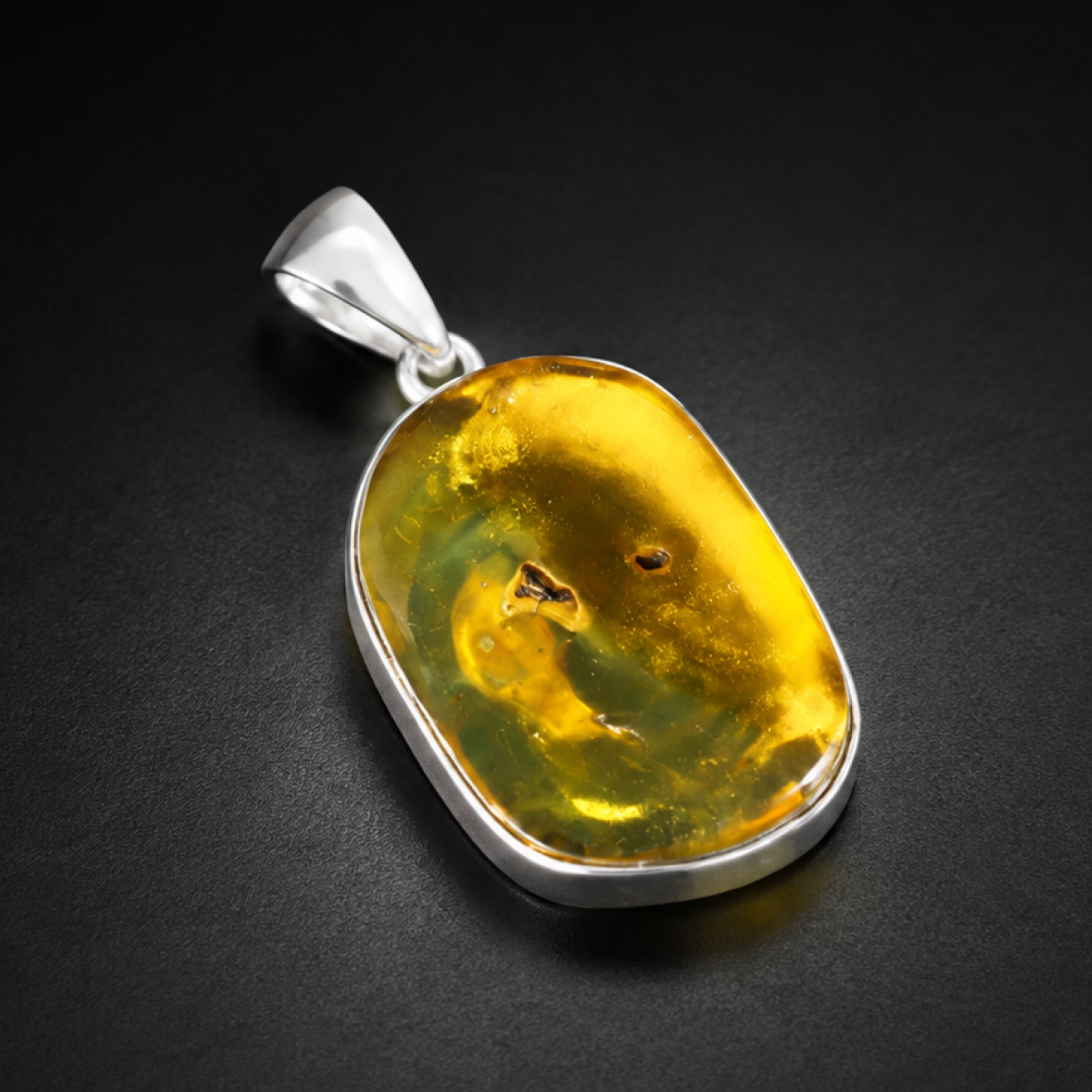Genuine Clear Yellow Green 925 Sterling Silver Pendant 35mm