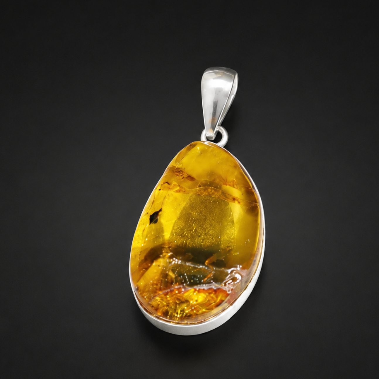 Real Clear Orange Green 925 Sterling Silver Pendant 37mm