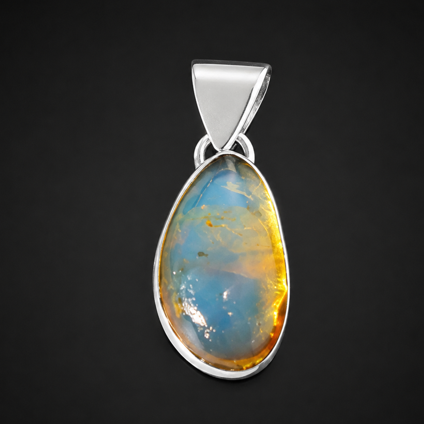 Studio Made Clear Sky Blue 925 Sterling Silver Pendant 26mm