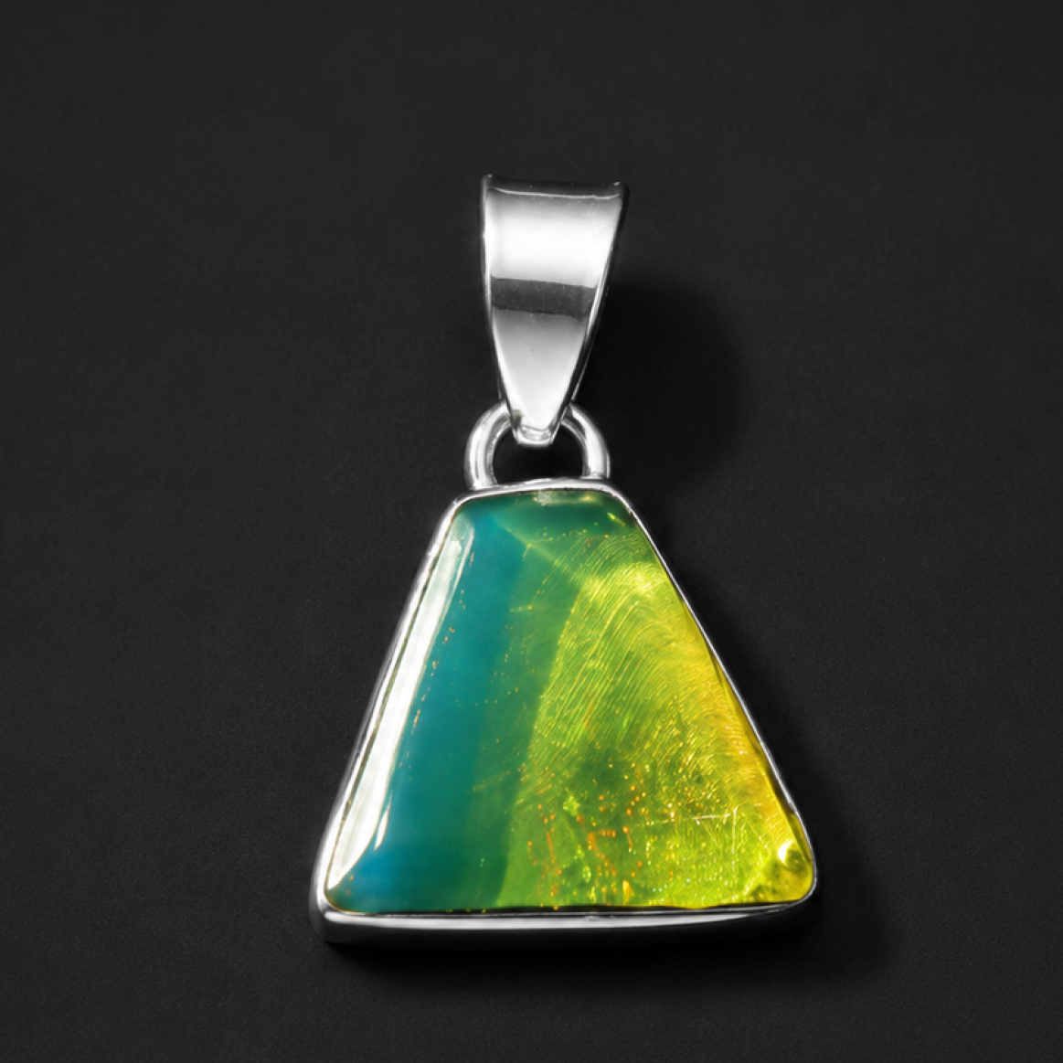 Studio Made Clear Green Blue 925 Sterling Silver Pendant 26mm