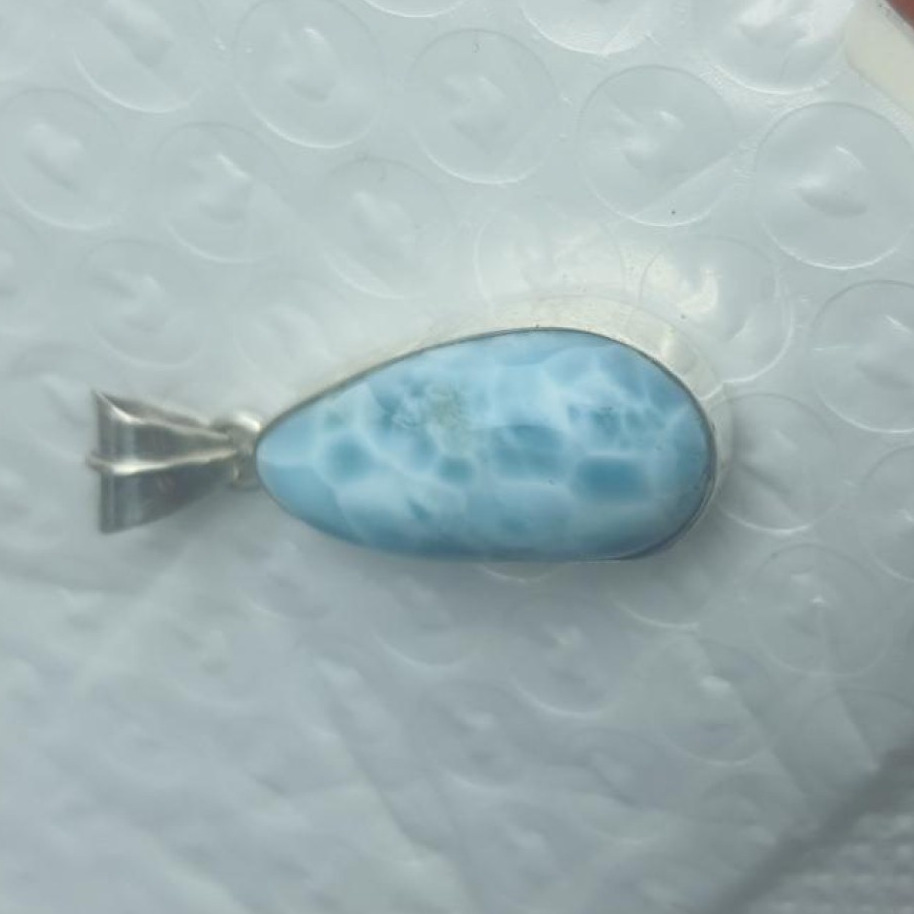 Luxury Clear Sky Blue Dominican Amber 925 Sterling Silver Ring