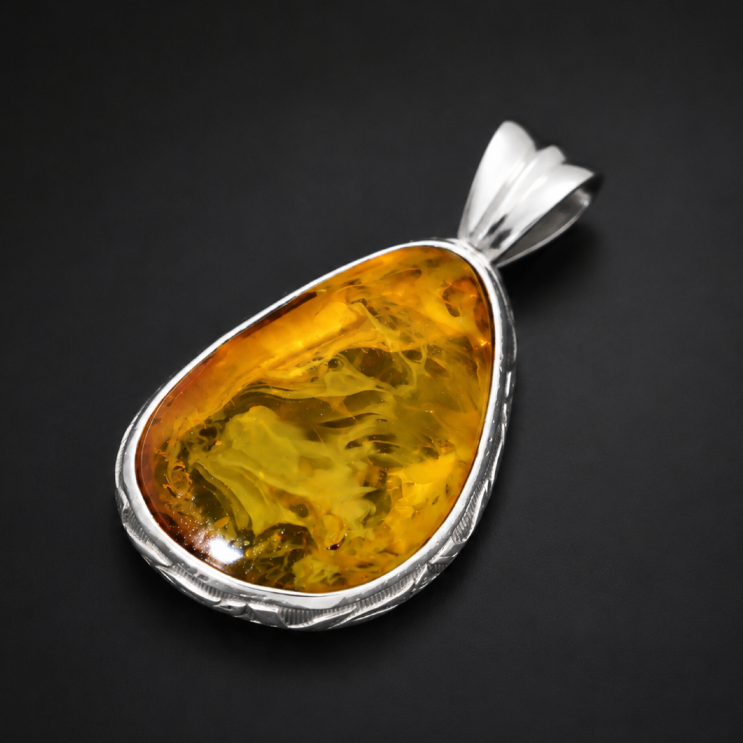 Natural Translucent Milky Orange 925 Sterling Silver Dominican Amber Pendant 43m