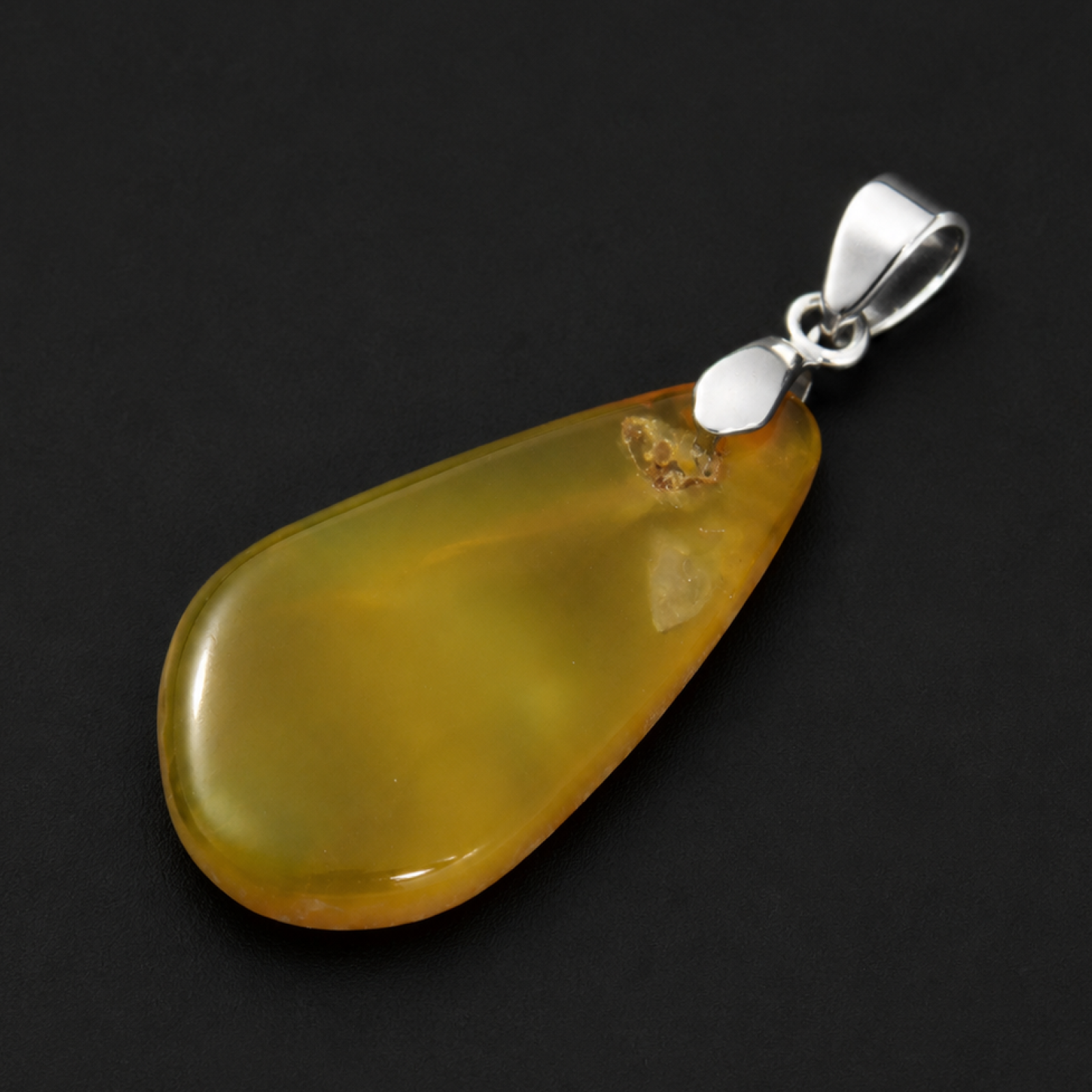 True Caribbean Clear Yellow Orange 925 Sterling Silver Dominican Amber Pendant 3
