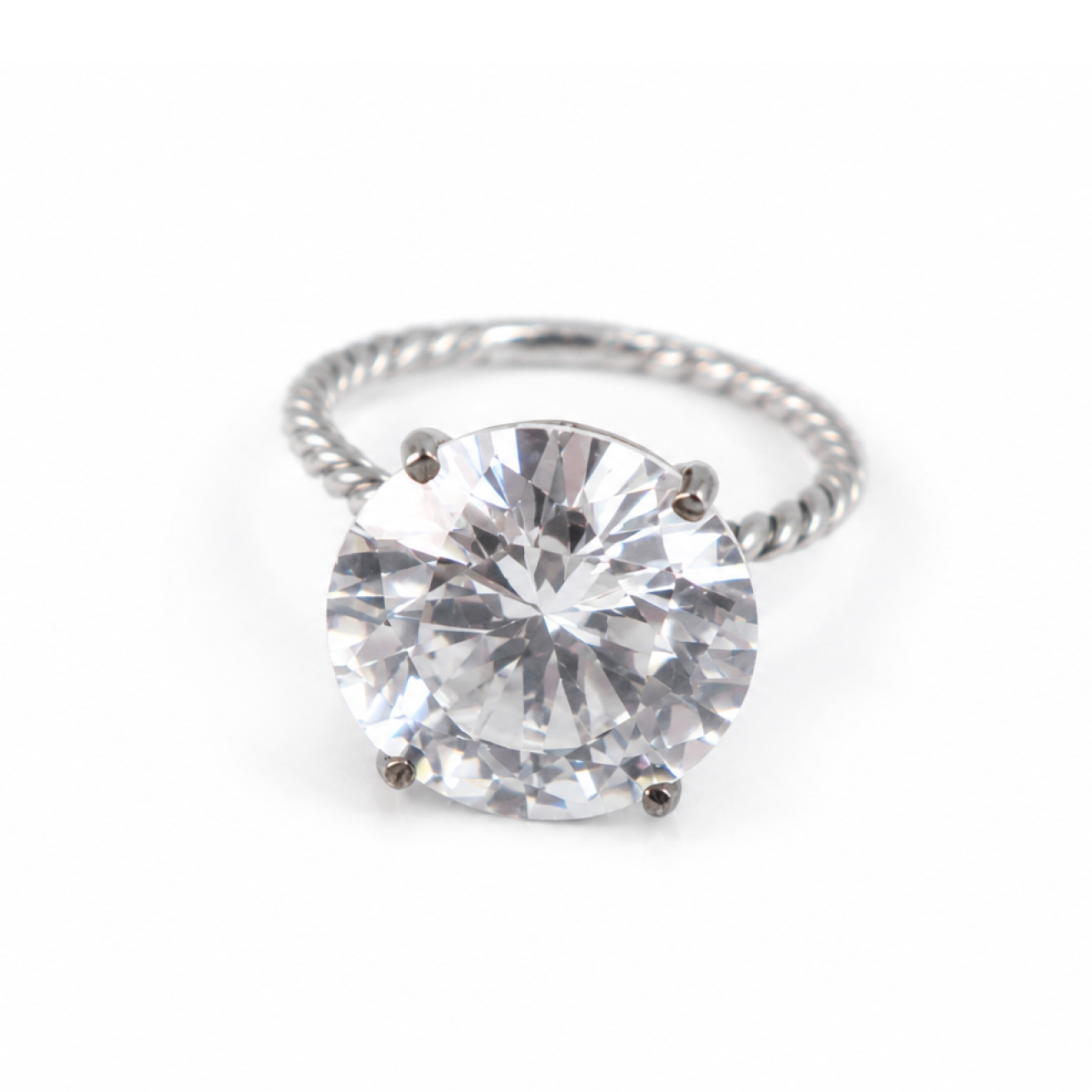 Crystal Clear light white Cubic Zirconia round 925 Sterling Ring Size 6.50