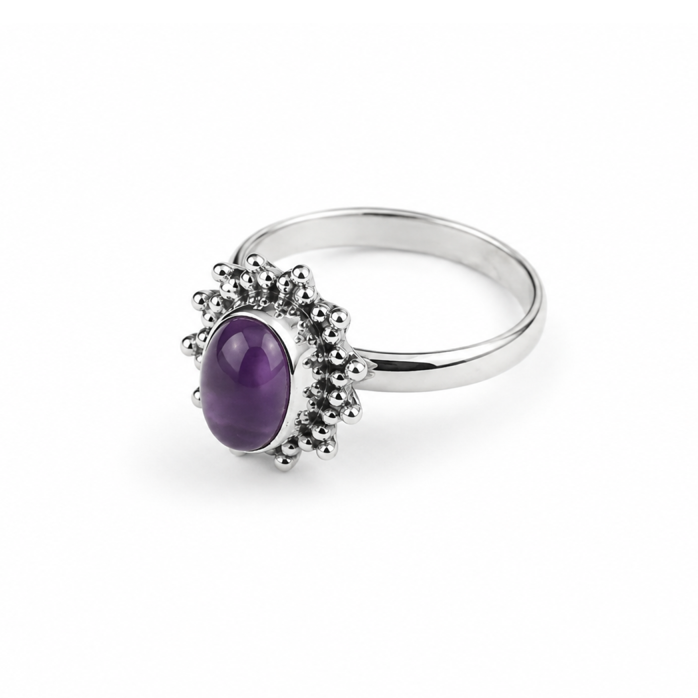 Clear deep purple amethist oval 925 Sterling Silver Ring Size 6.50