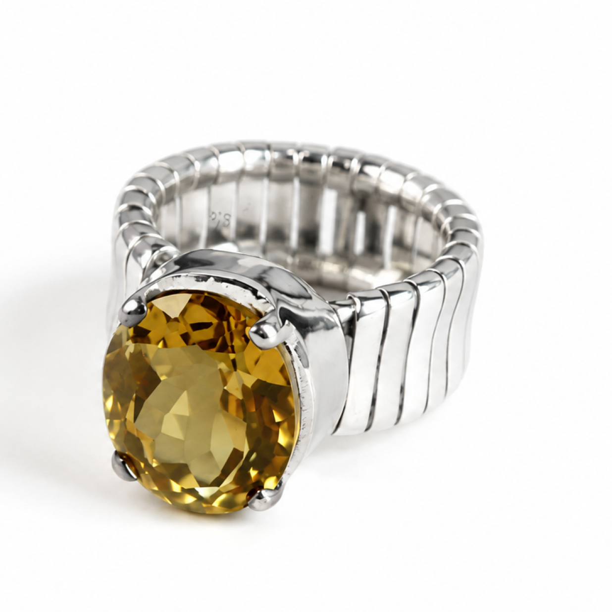 Clear light Brown Natural Madeira Citrine oval 925 Sterling Ring Size 5.50