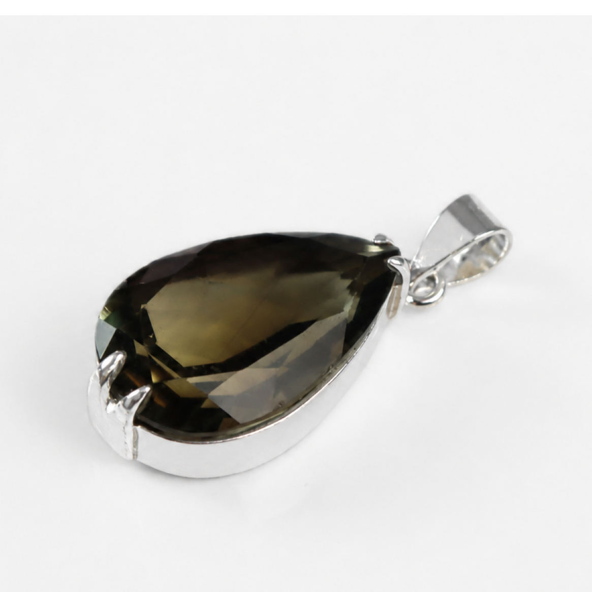 brown Natural smokey quartz teardrop 925 Sterling Silver Pendant 40 mm
