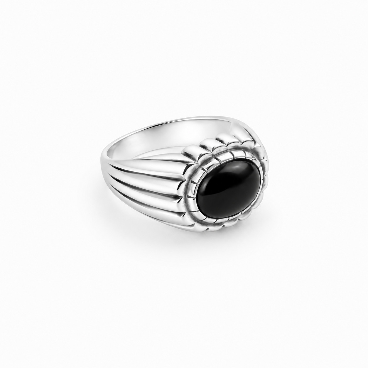 Artisan Polish Black Onyx 925 Sterling Silver Oval Ring US#10 1/4 for men unisex