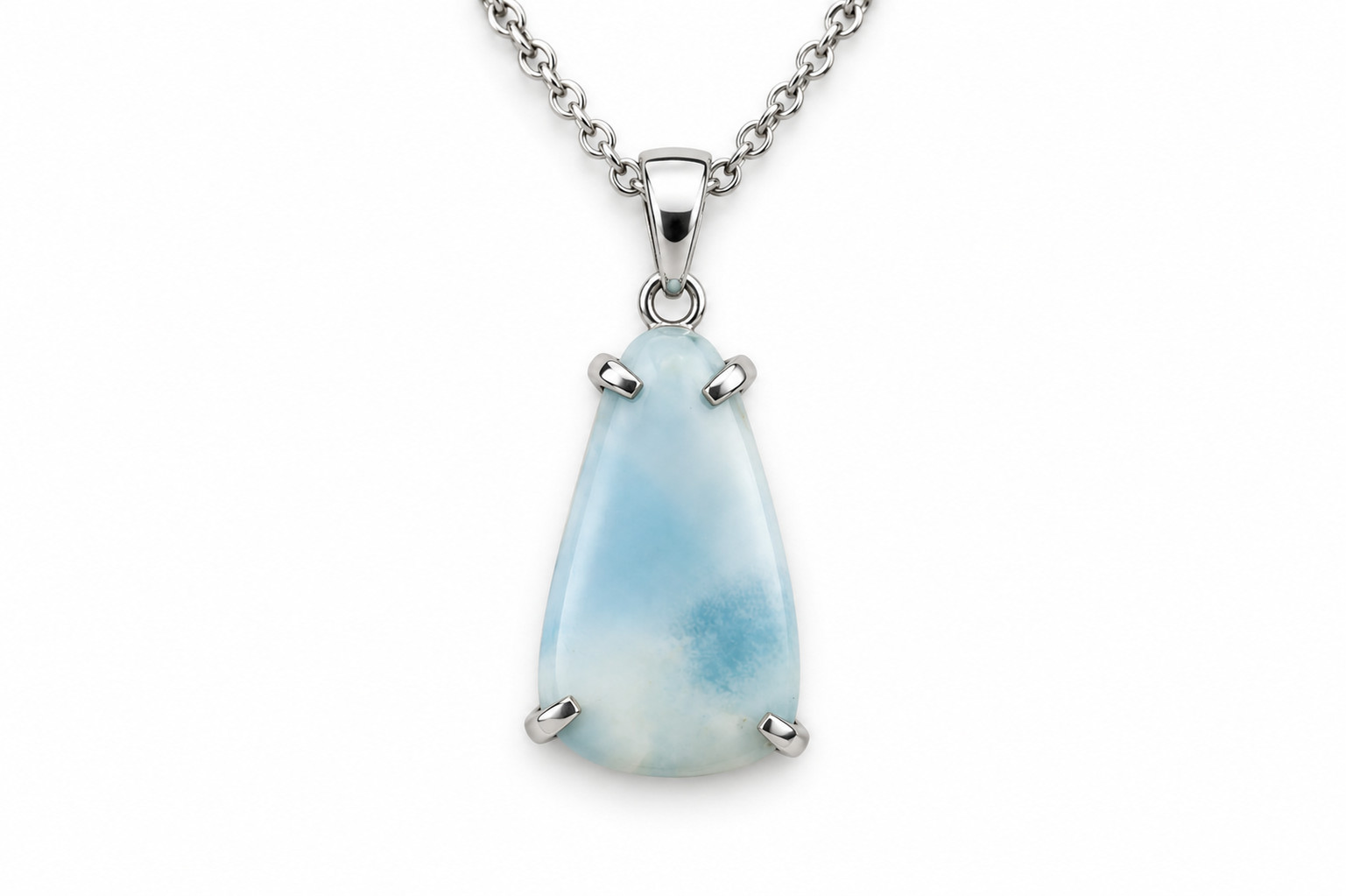 Unusual Natural Light Blue Larimar slice .925 Sterling Silver Pendant 42mm