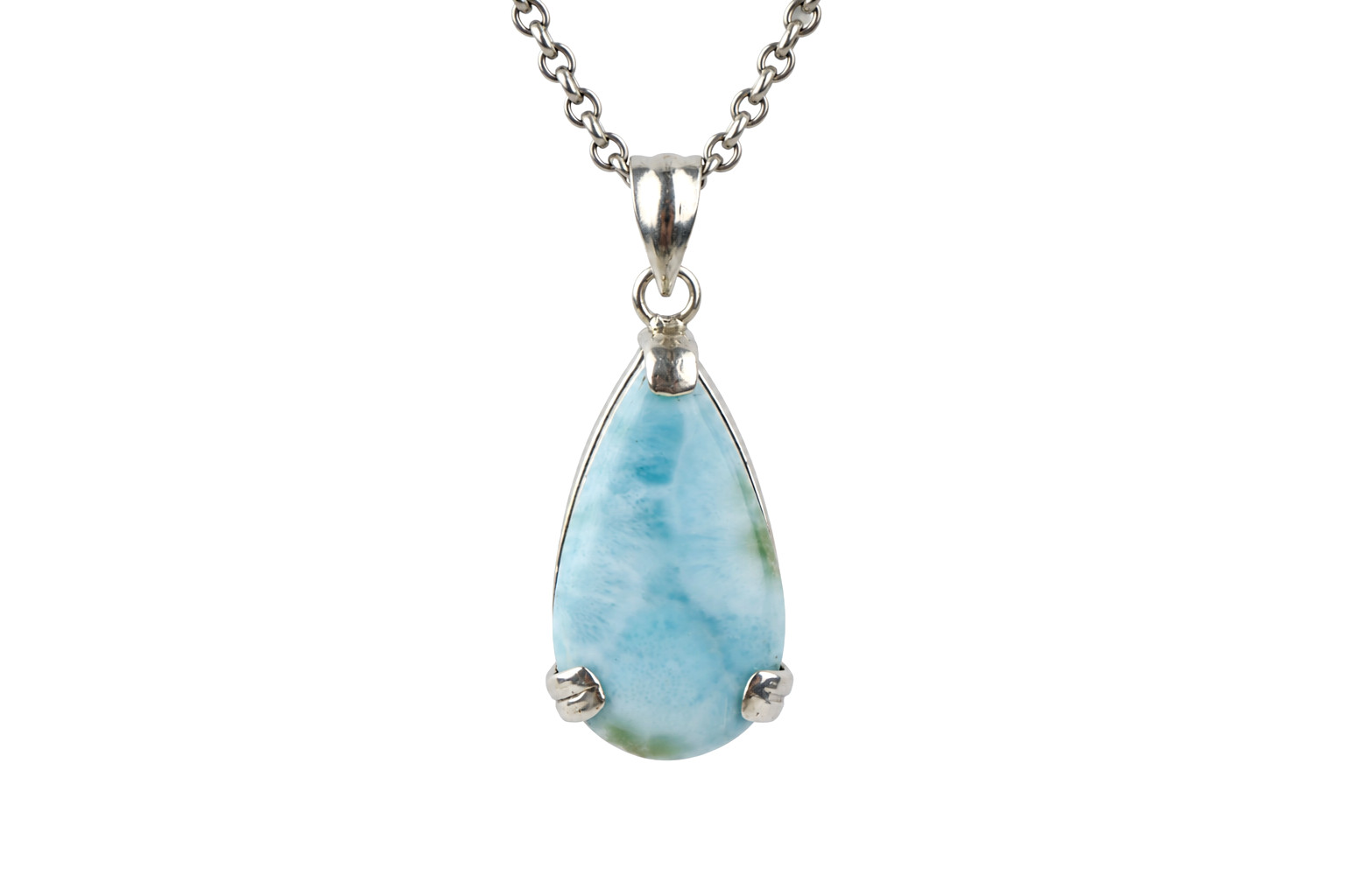 Fine Rare Dominican Sky Blue Larimar 925 Sterling Silver Pendant 44mm