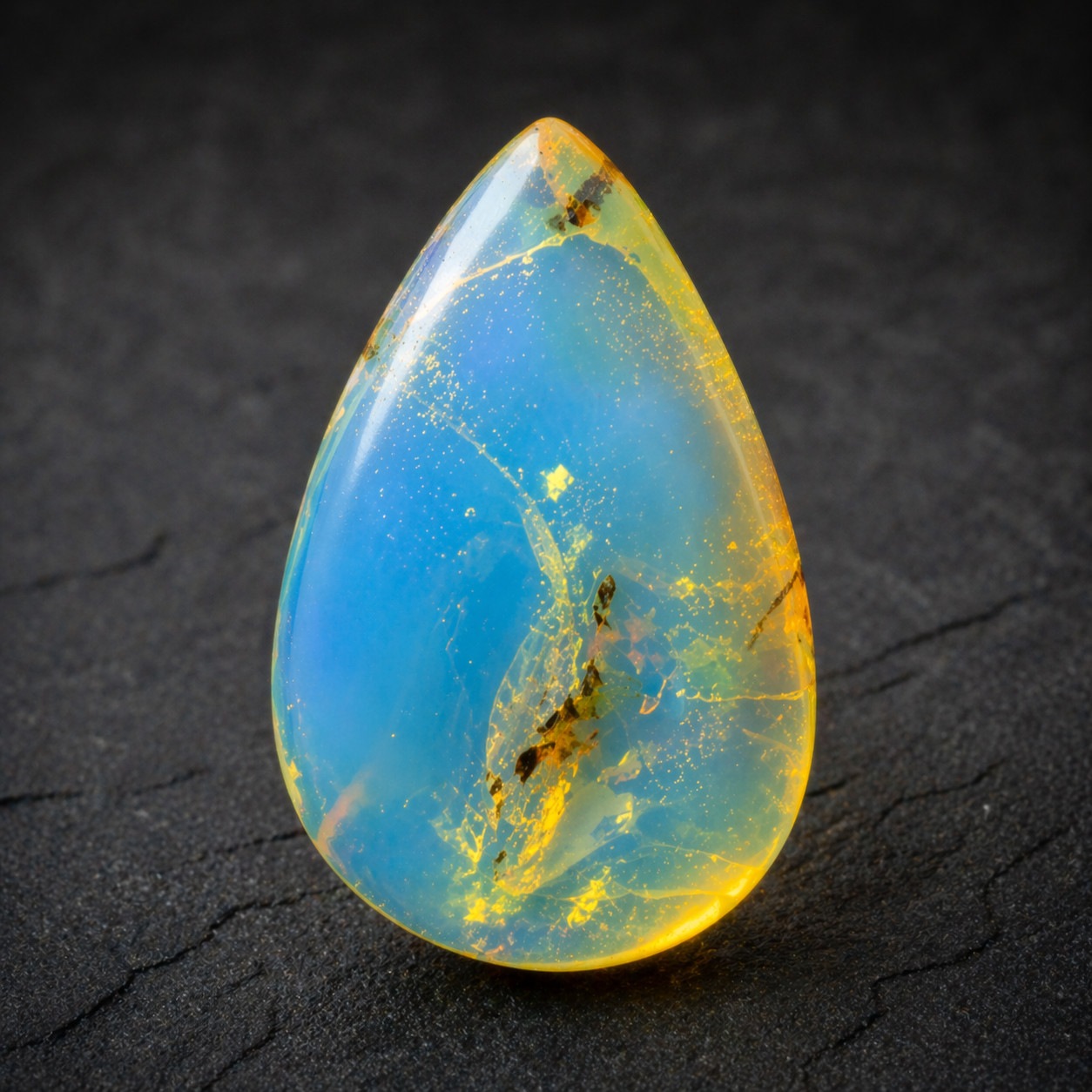 Lovely Natural Dominican Clear Sky Blue Amber Polished Stone 16mm FREE DRILLING