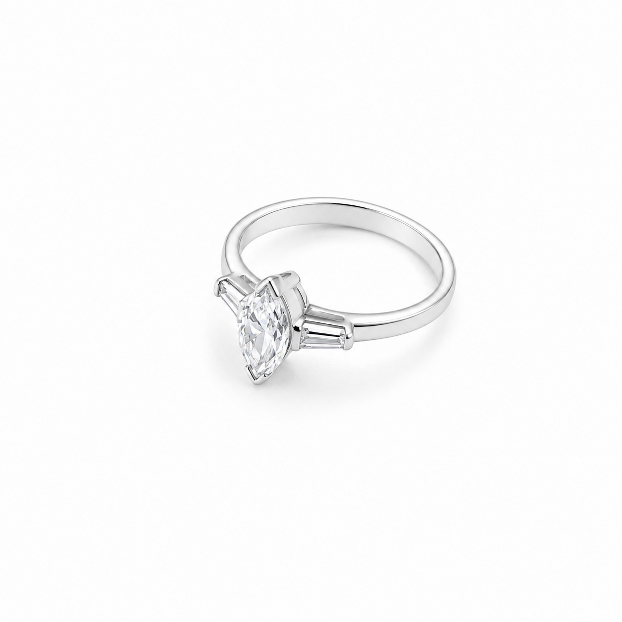 Rare Quality White Diamond (Or Diamond Simulant) 925 Sterling Silver Marquise