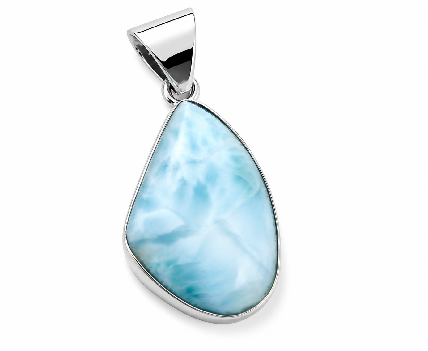 Excellent Natural Sky Blue Larimar .925 Sterling Silver Pendant 33mm