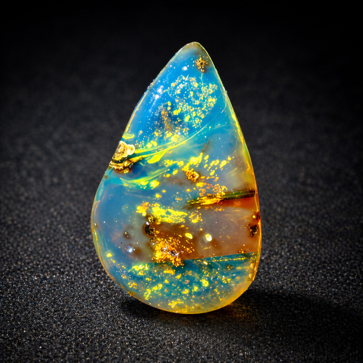 Natural Dominican Clear Light Blue Amber Polished Stone 25mm FREE DRILLING