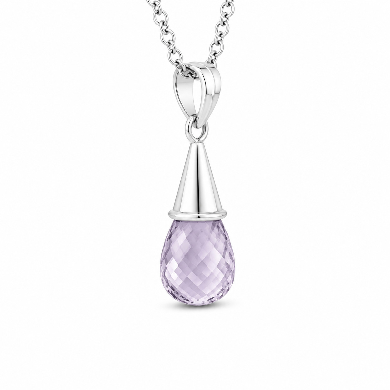 Fine Rare Purple Greenish Yellow Amethyst 925 Sterling Silver Faceted Teardrop