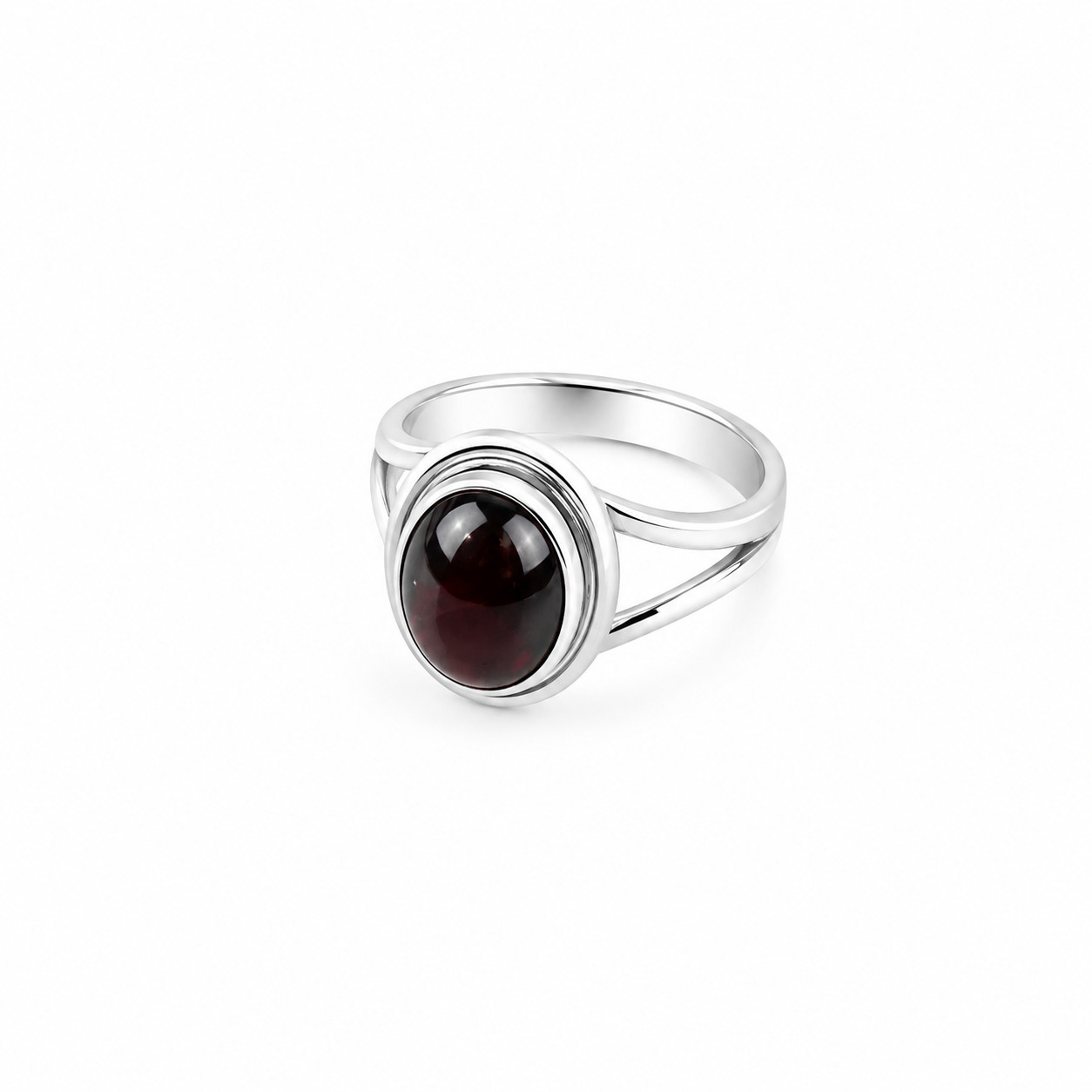 Statement Gift Deep Red Garnet 925 Sterling Silver Oval Ring US#8