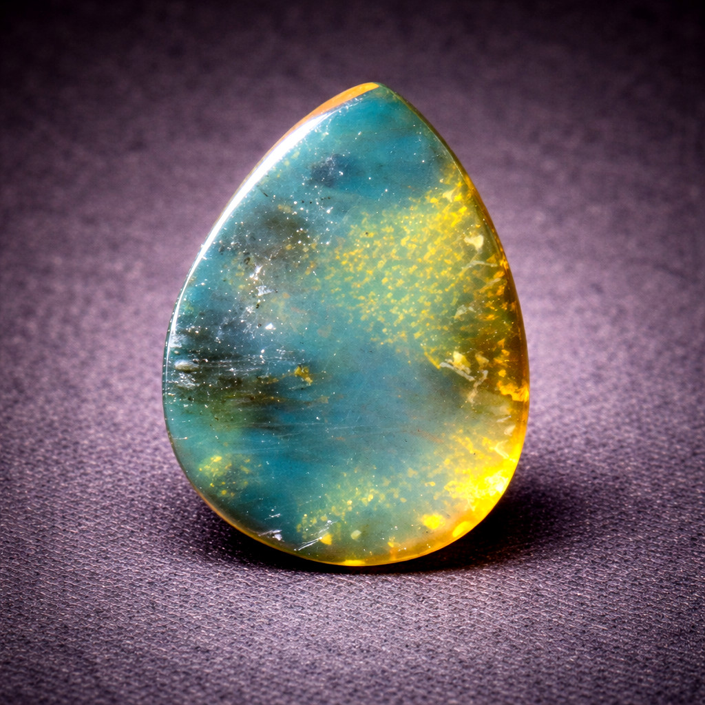 Impressive Natural Dominican Clear Olive Blue Amber Polished Pendant Stone 20mm