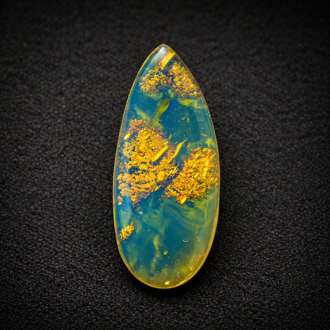 Impressive Natural Dominican Clear Deep Blue Amber Polished Stone 29mm