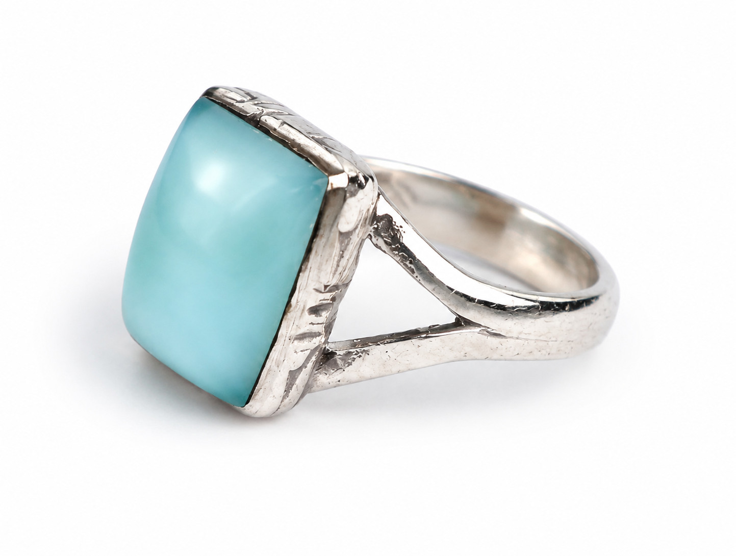 Exquisite Natural Sky Blue Larimar massive .925 Sterling Silver Ring #6