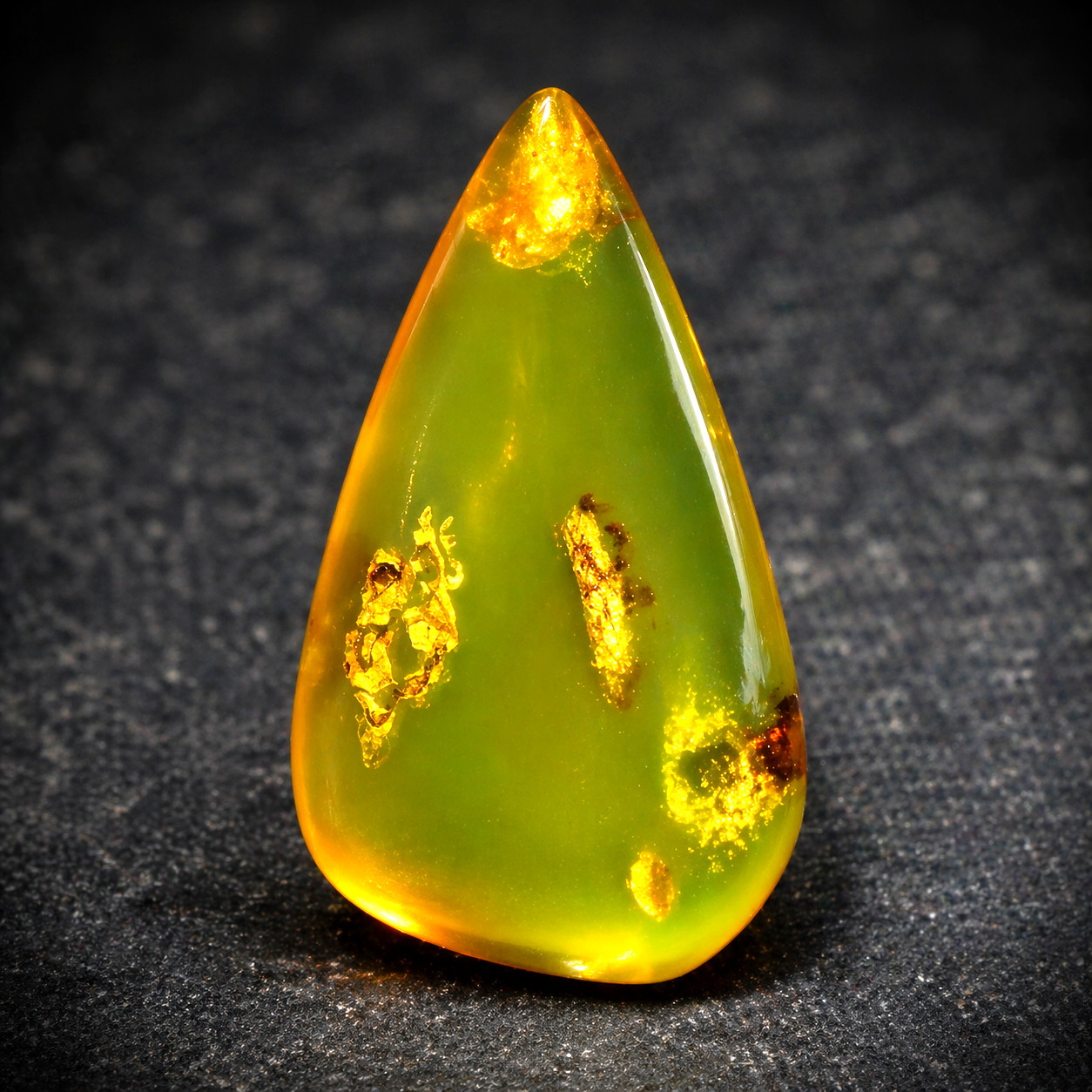 Exquisite Natural Dominican Clear Deep Green Amber Polished Stone 31mm