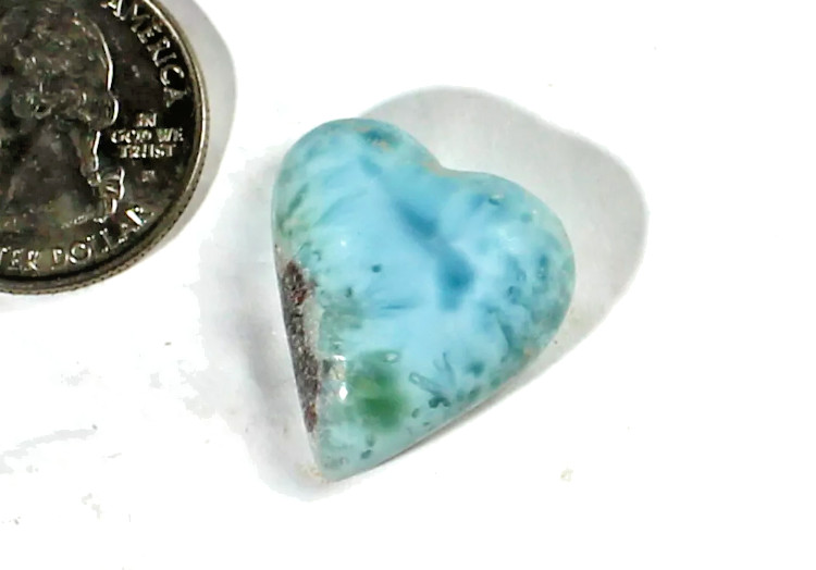 Dominican Natural Blue Heart Larimar Pendant Cabochon 23mm 7grams