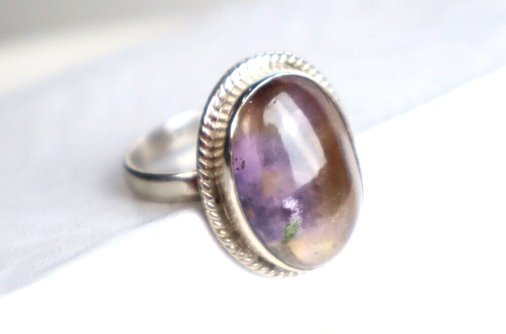 Charm. Design Clear Light Purple Amethyst 925 Sterling Silver Ring #6.5