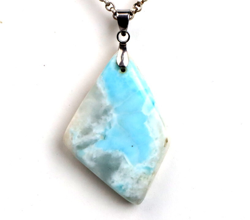 Exquisite Genuine Natural Sky Blue Larimar Pendant 1.1 inch