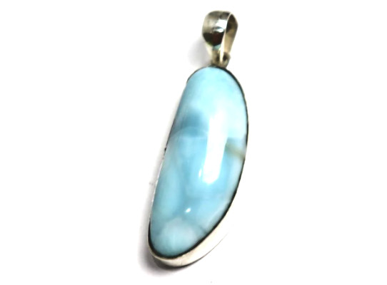 Impressive Natural Sky Blue Larimar .925 Sterling Silver Pendant 46mm