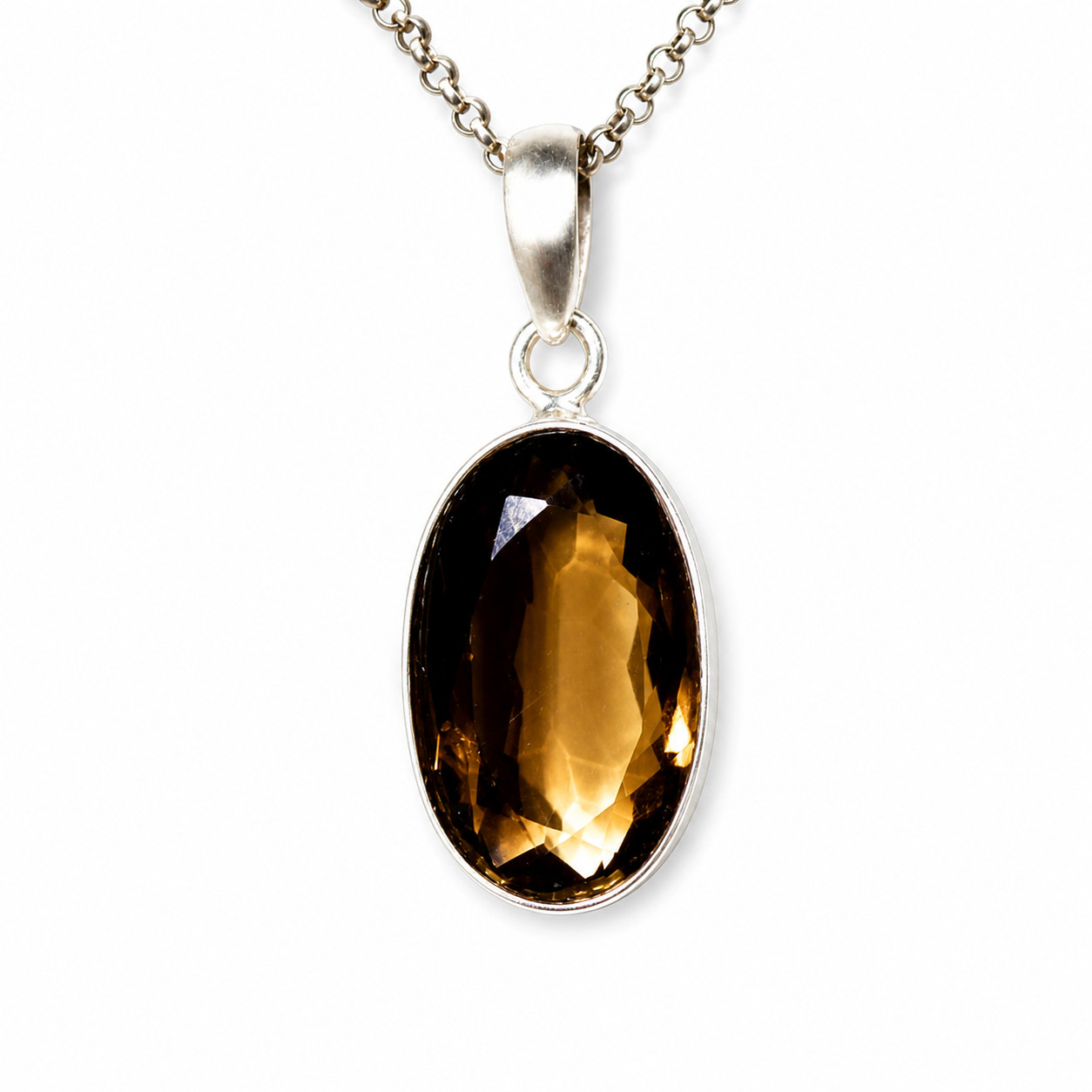 Natural Smoky Quartz Pendant 925 Sterling Silver 42mm 33.5CT Clear