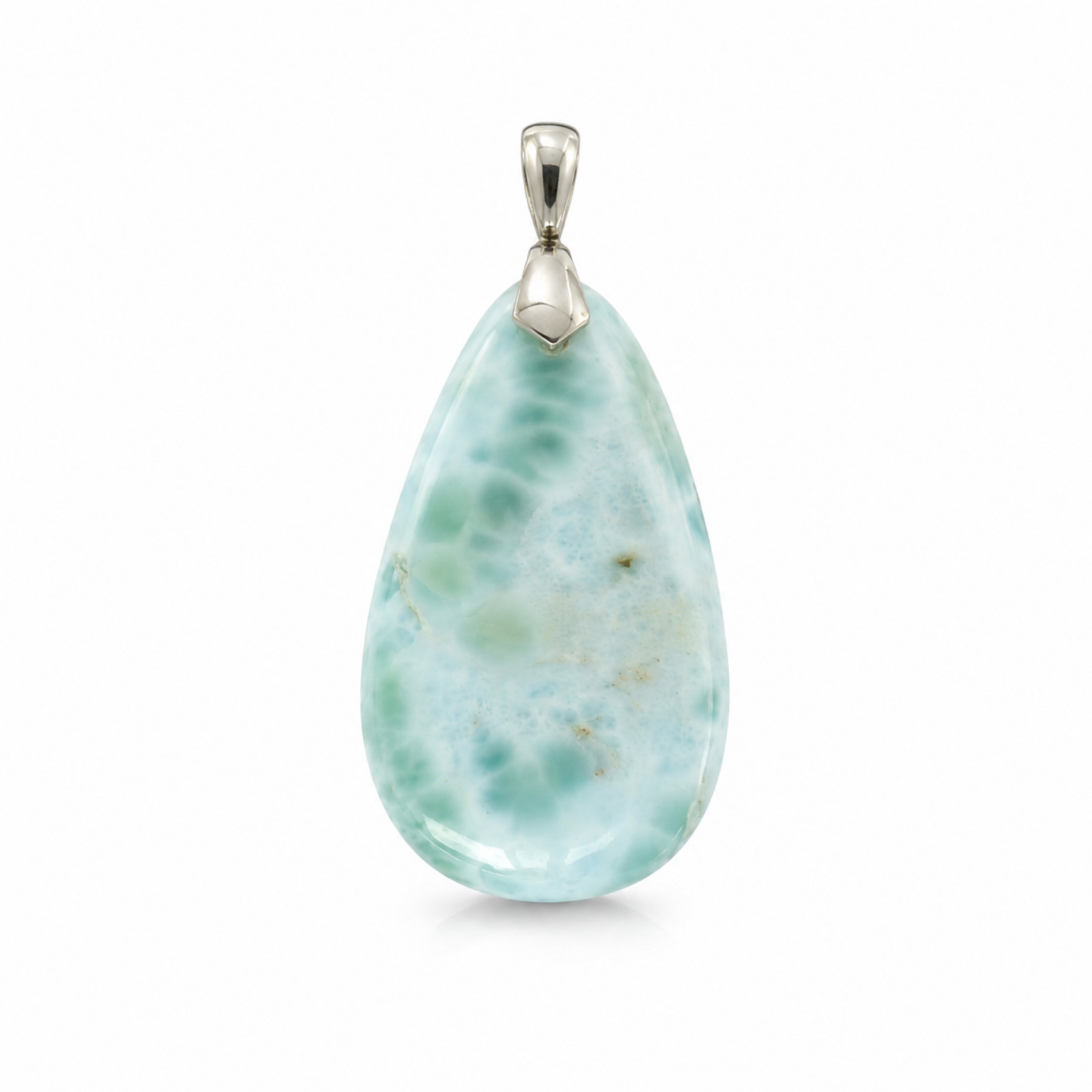 Beautiful Green Blue Larimar 925 Sterling Silver Teardrop Pendant 36mm 9.8g